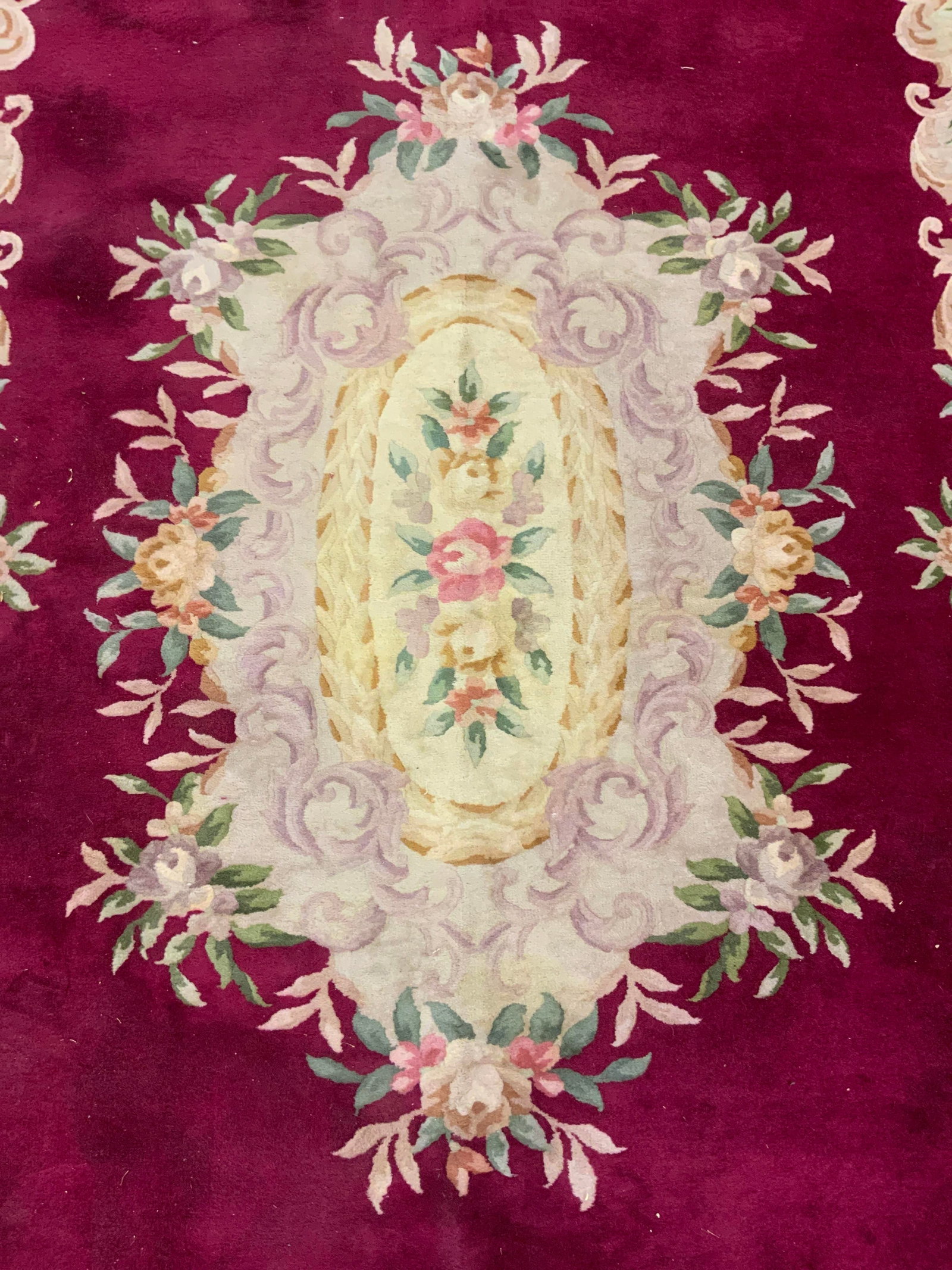 Vintage Handmade Wool Pile Aubusson Rug 9ft (1 of 6)