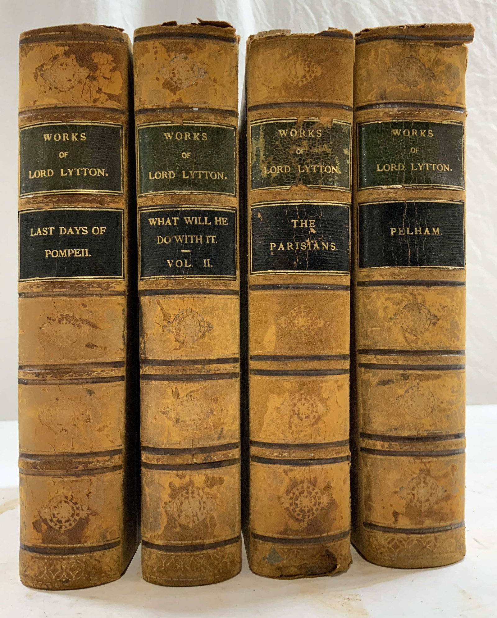 WORK OF LORD LYTTON Set4 Antq Leather Books (1 of 9)