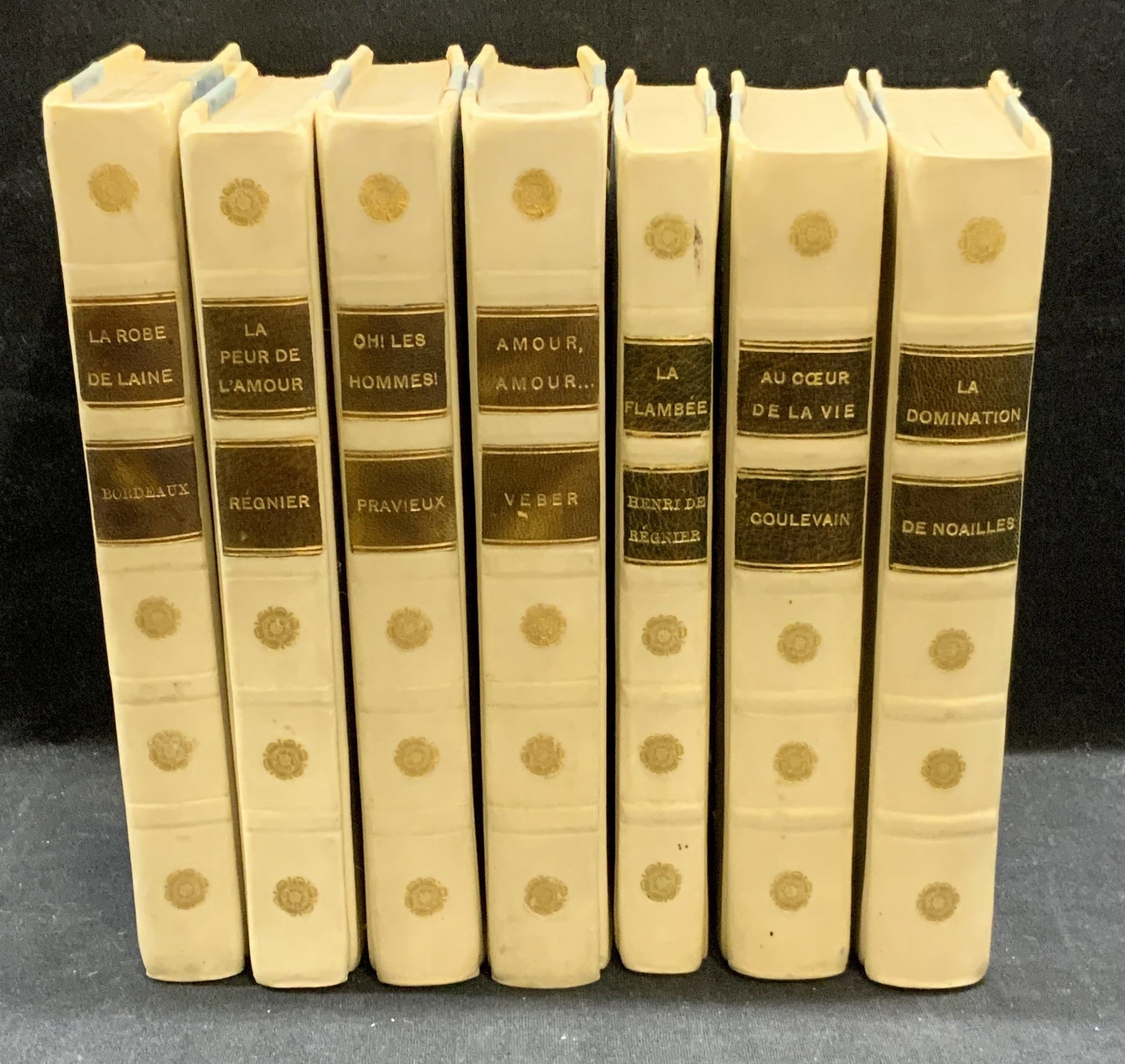 Set 7 Antique French Literature Leather Books (1 of 9)