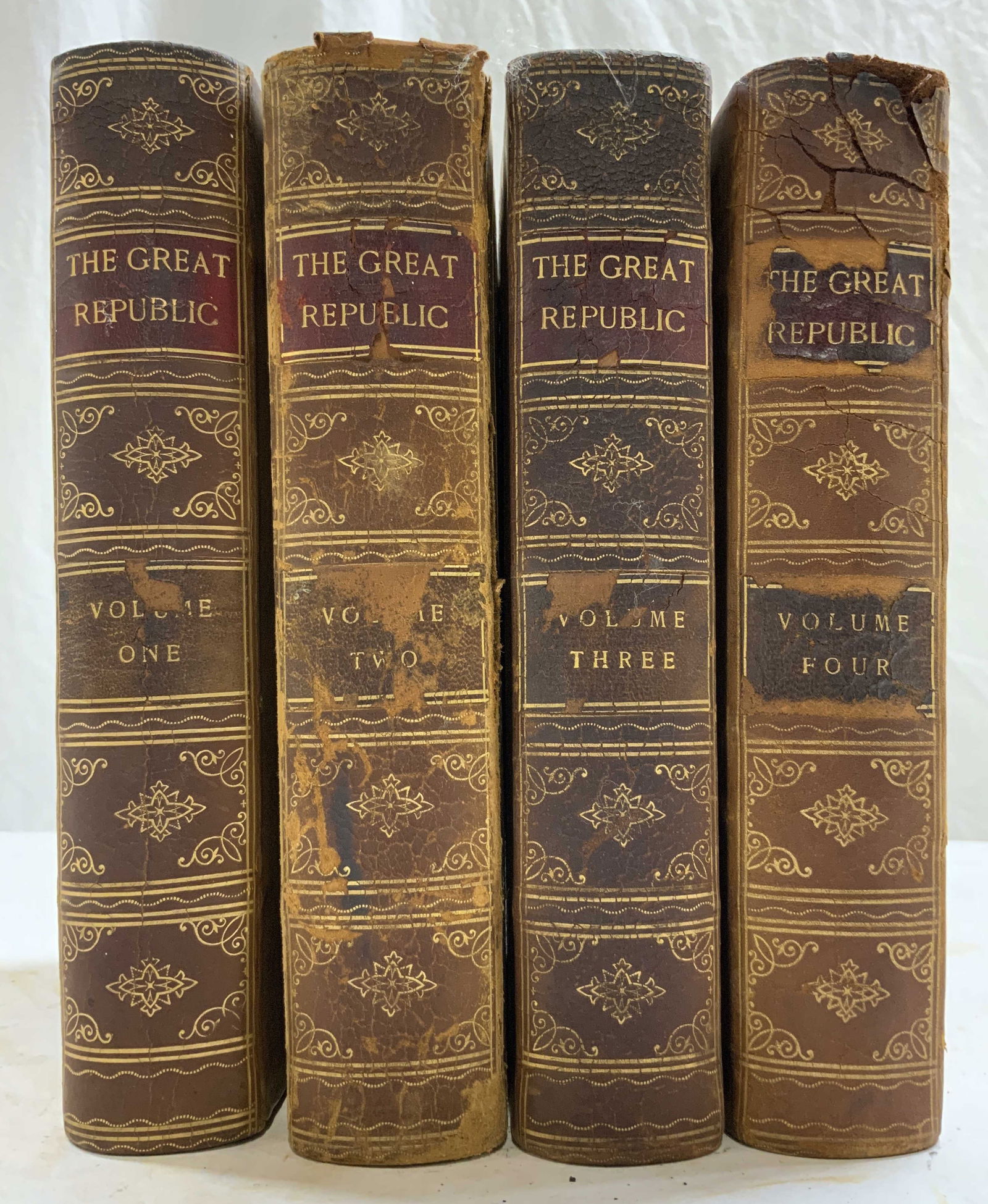 THE GREAT REPUBLIC Vol 1-4 Antq Leather Books 1902 (1 of 10)