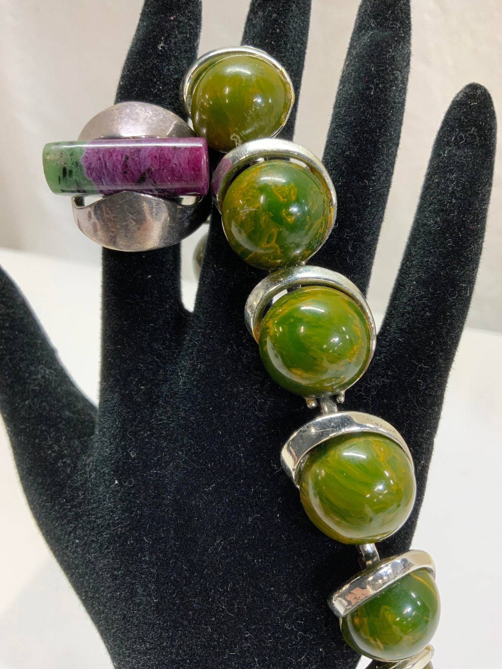 Lot 2 Sterling Silver Gem Ring, Choker Necklace (1 of 7)