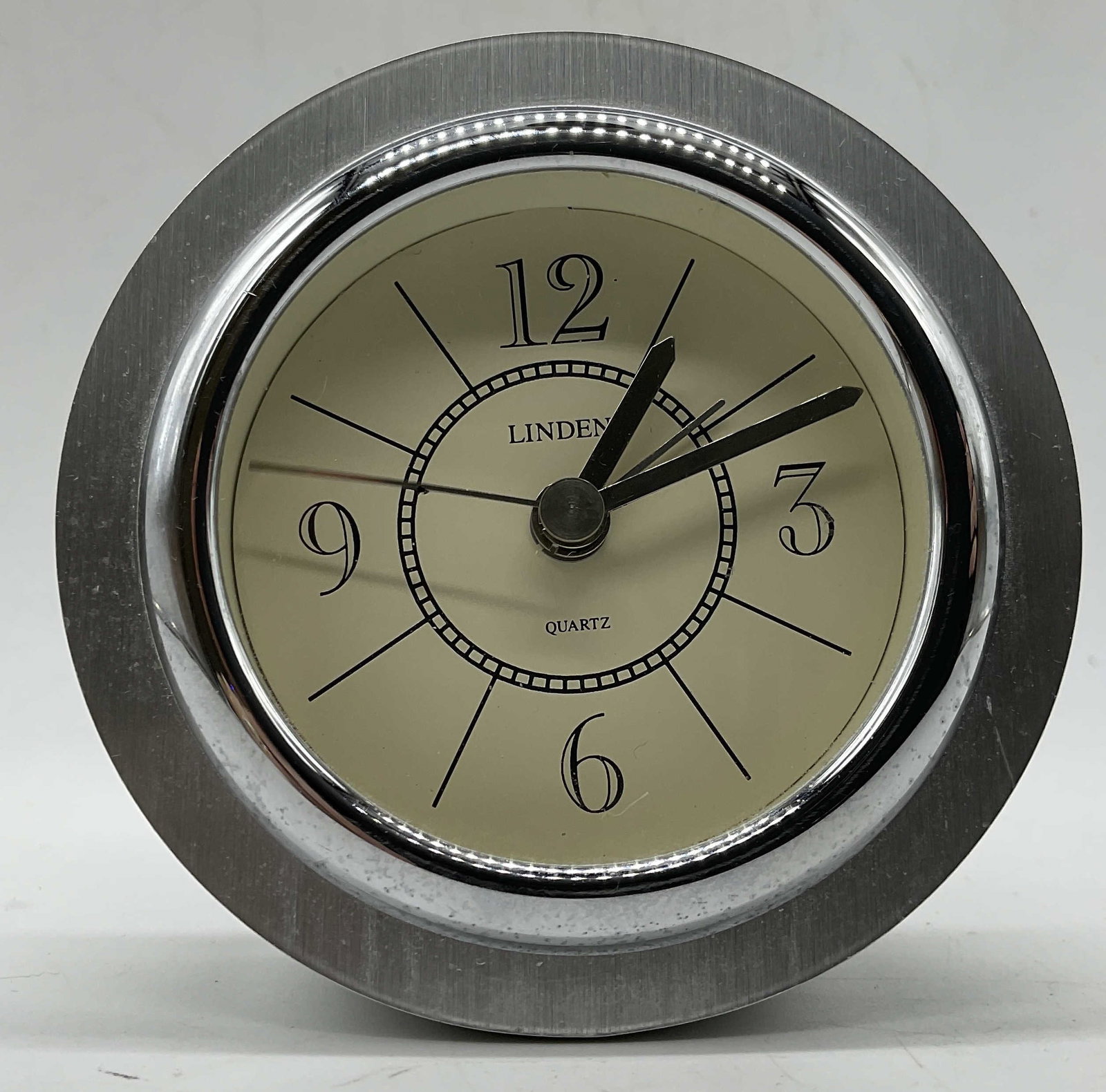 MCM Linden Brushed Nickel Table Alarm Clock (1 of 6)