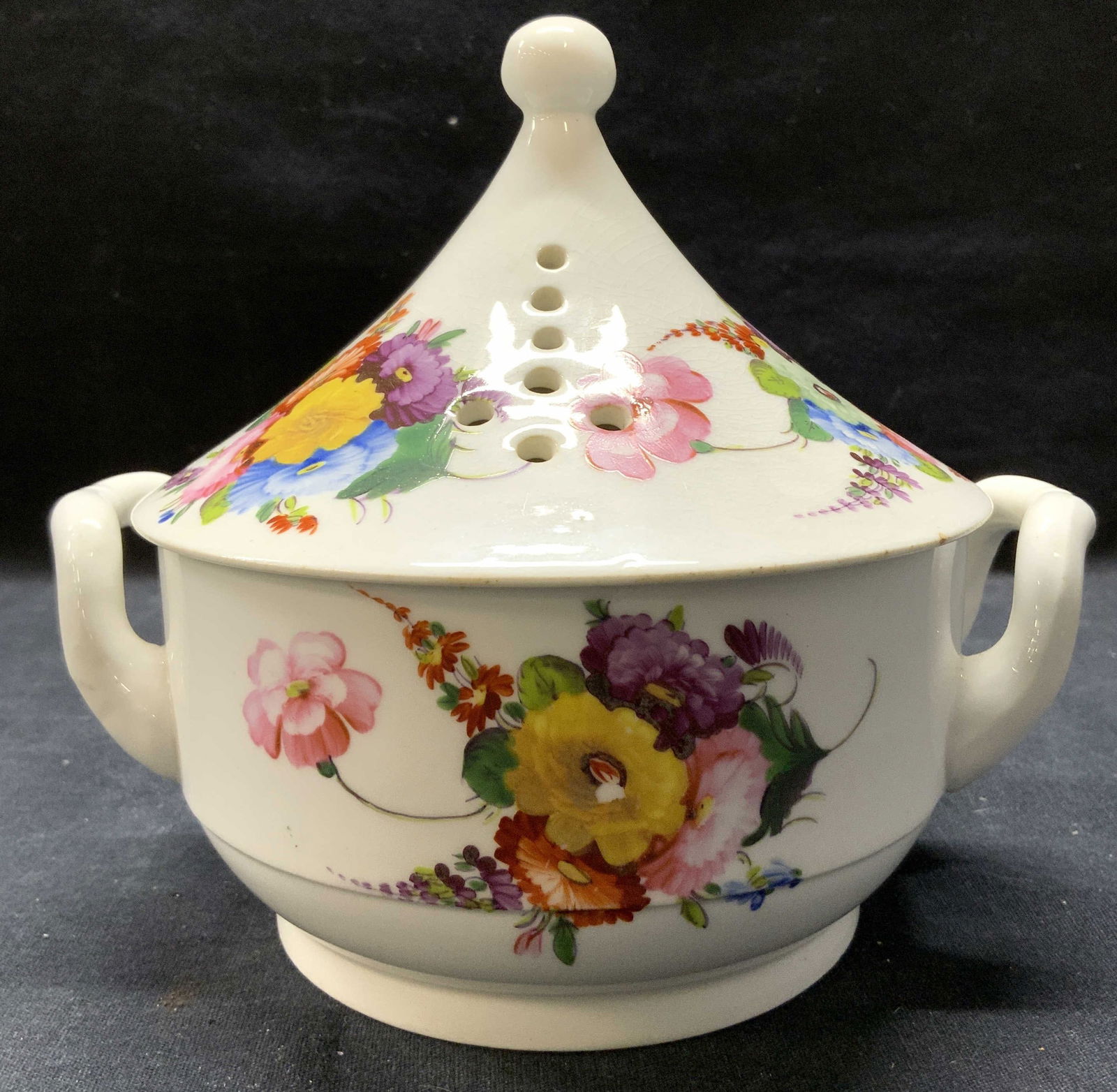Vintage Lidded Porcelain Vessel W Handles (1 of 7)