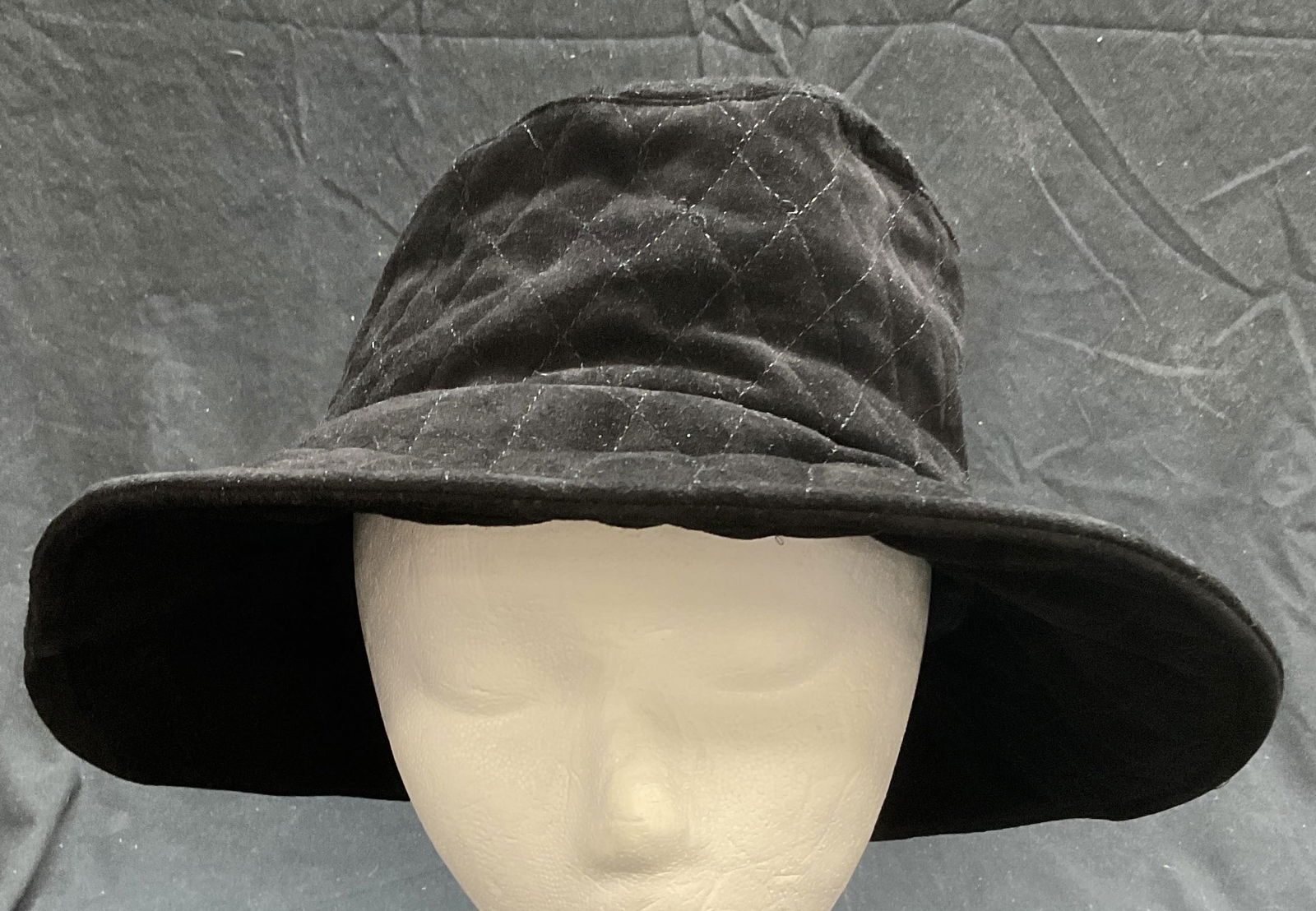 Black Velvet Quilted Bucket Hat (1 of 6)