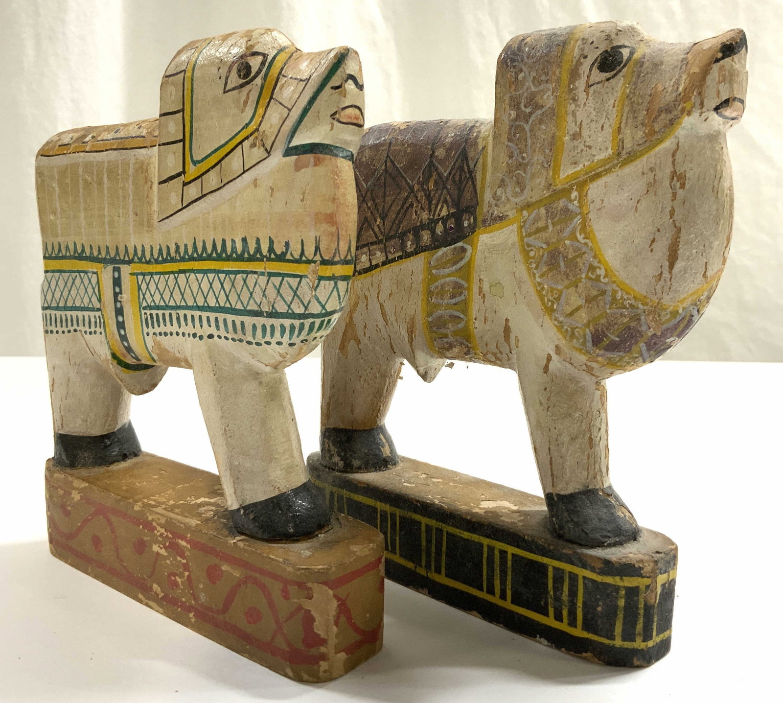 Lot 2 Hand Painted Folk Art Wooden Camel Figures (1 of 9)