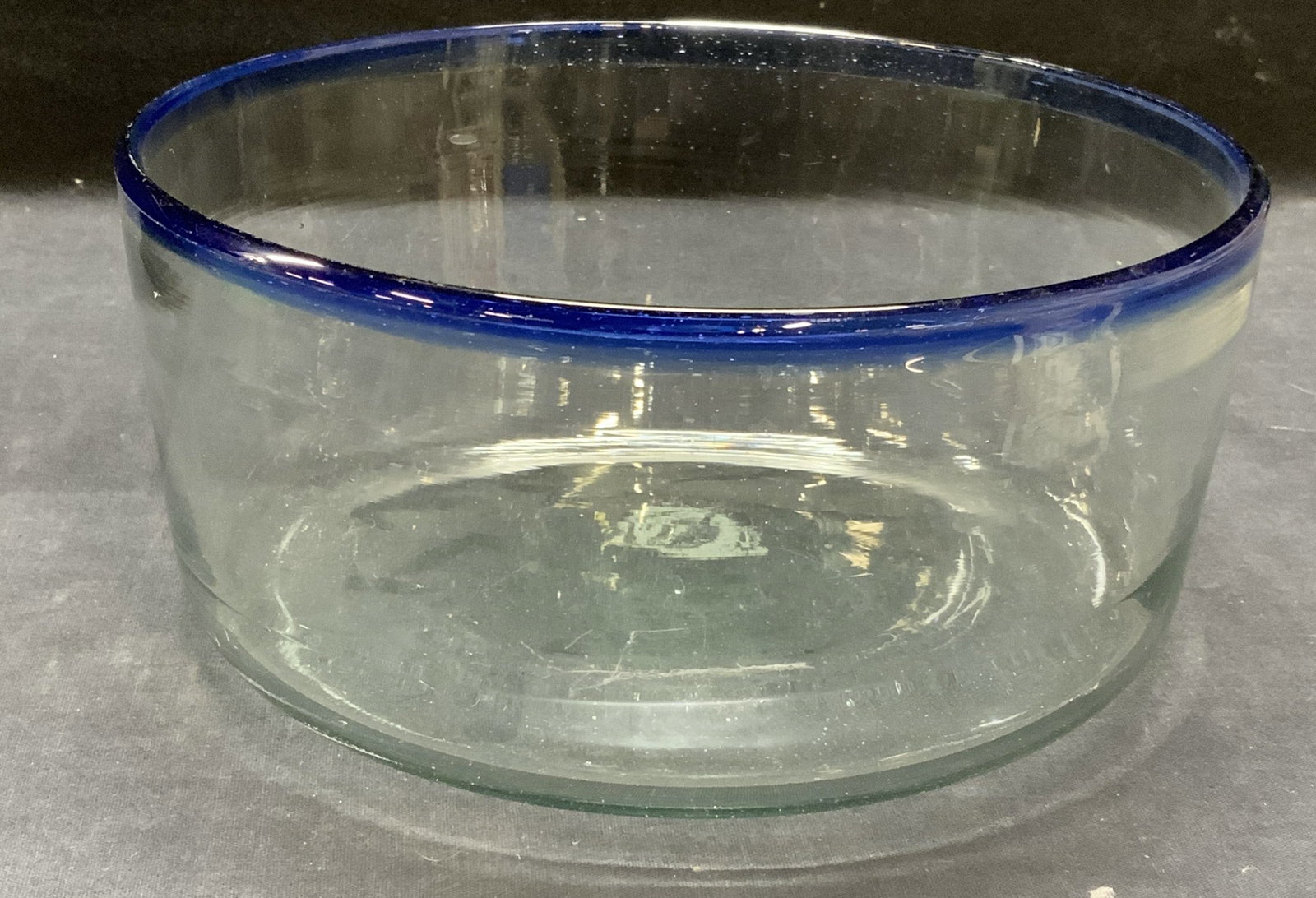 Hand Blown Cobalt to Clear Art Glass Bowl (1 of 6)
