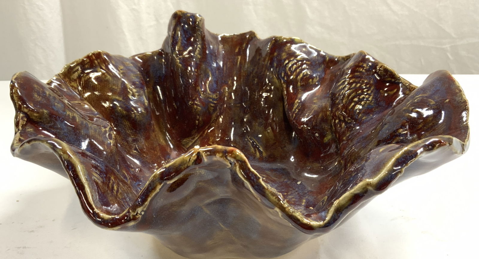 Vintage Hand Crafted Ceramic Drape Bowl (1 of 6)