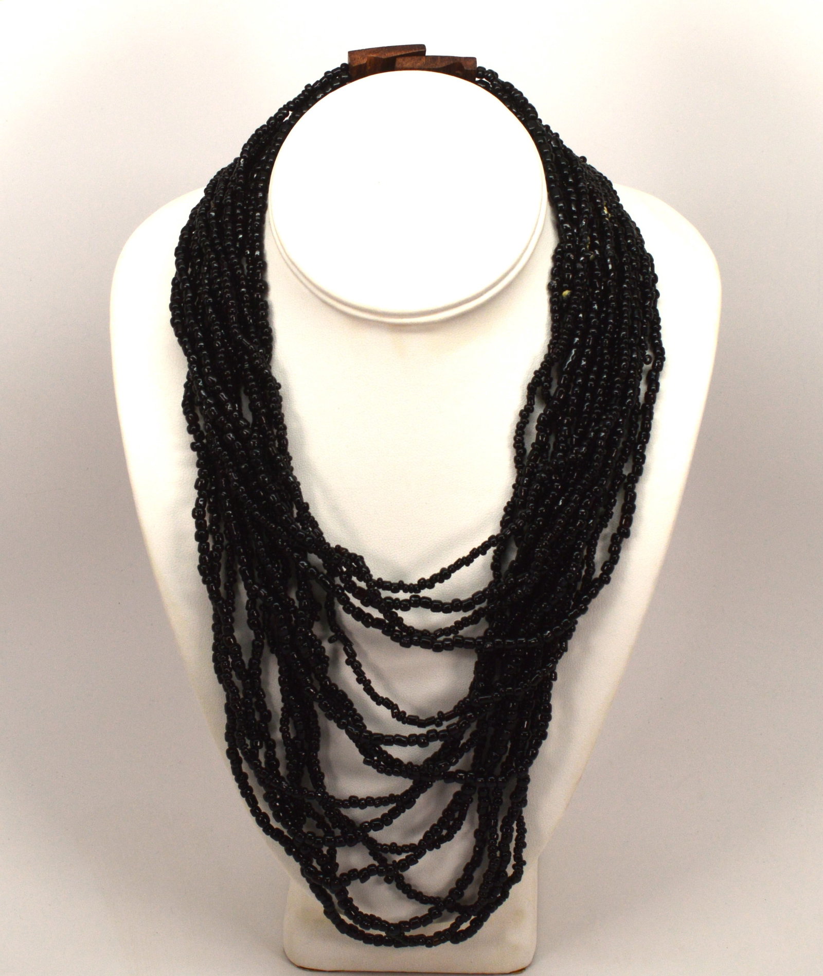 Multistrand Black Beaded Necklace, Statement Clasp (1 of 4)