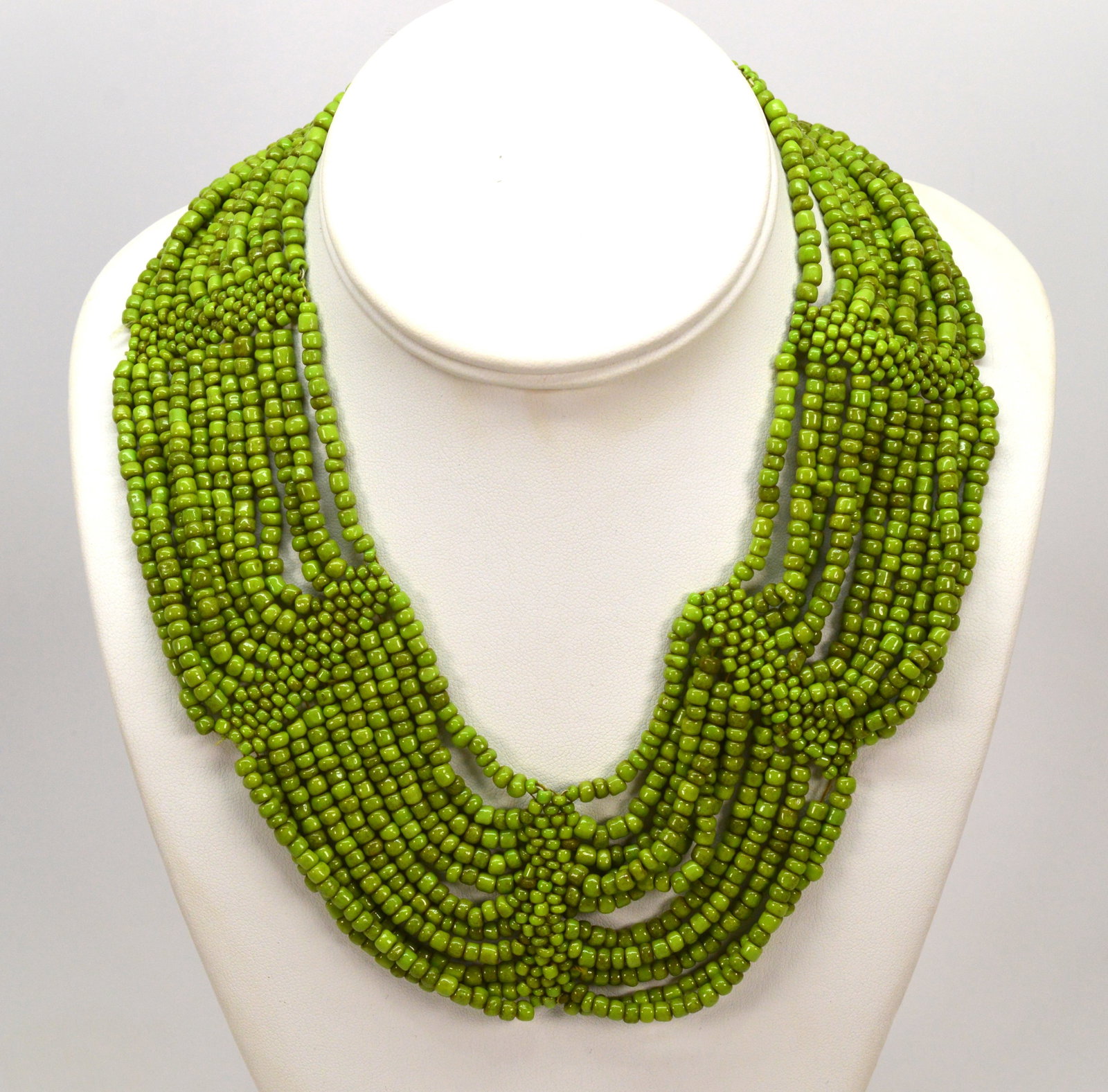 Chartreuse Green Beaded Statement Necklace (1 of 4)