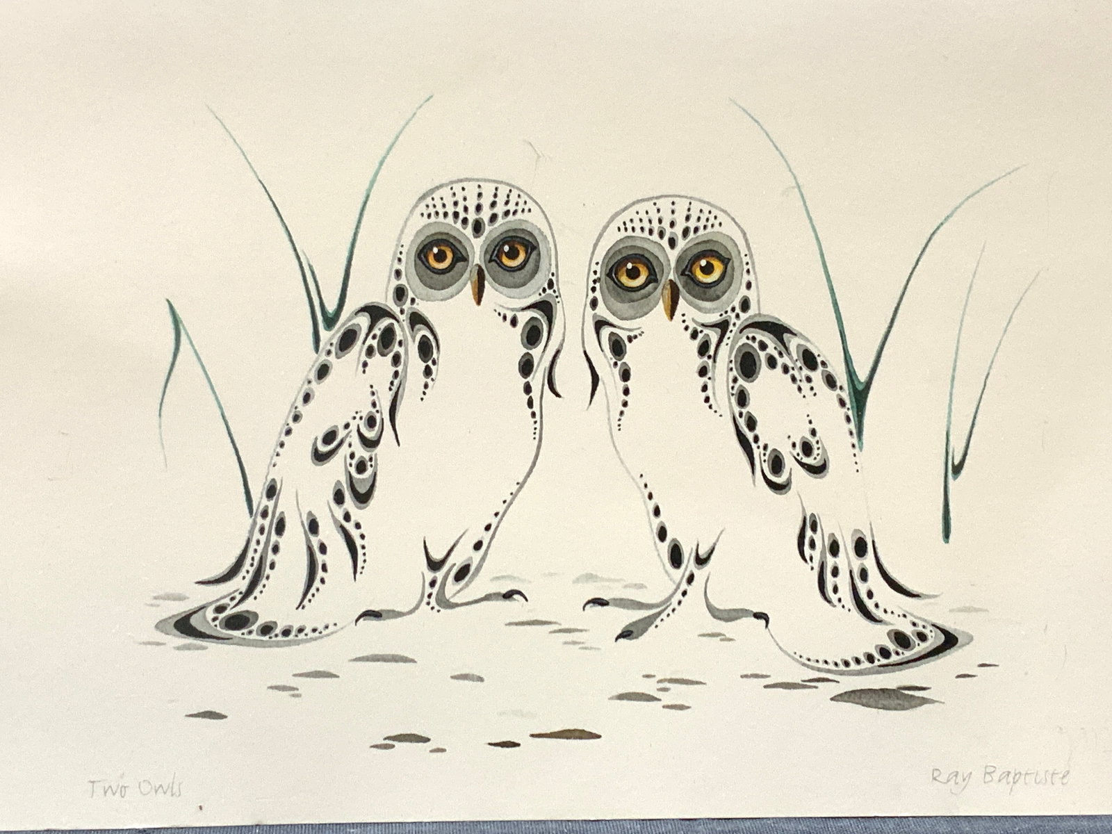 Ray Baptiste Two Owls Lithograph Card (1 of 7)