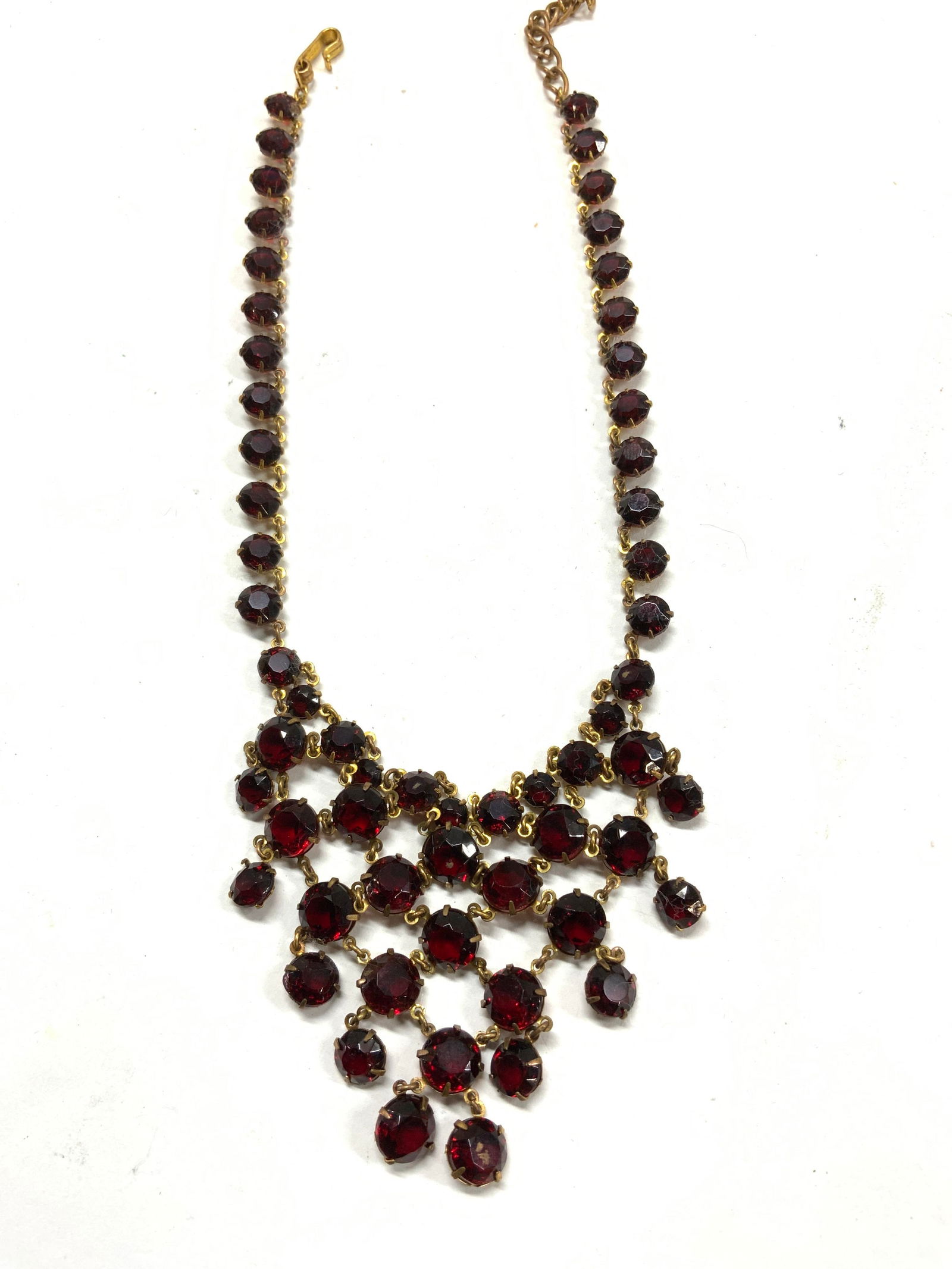 Red Rhinestone Choker Bib Necklace (1 of 6)