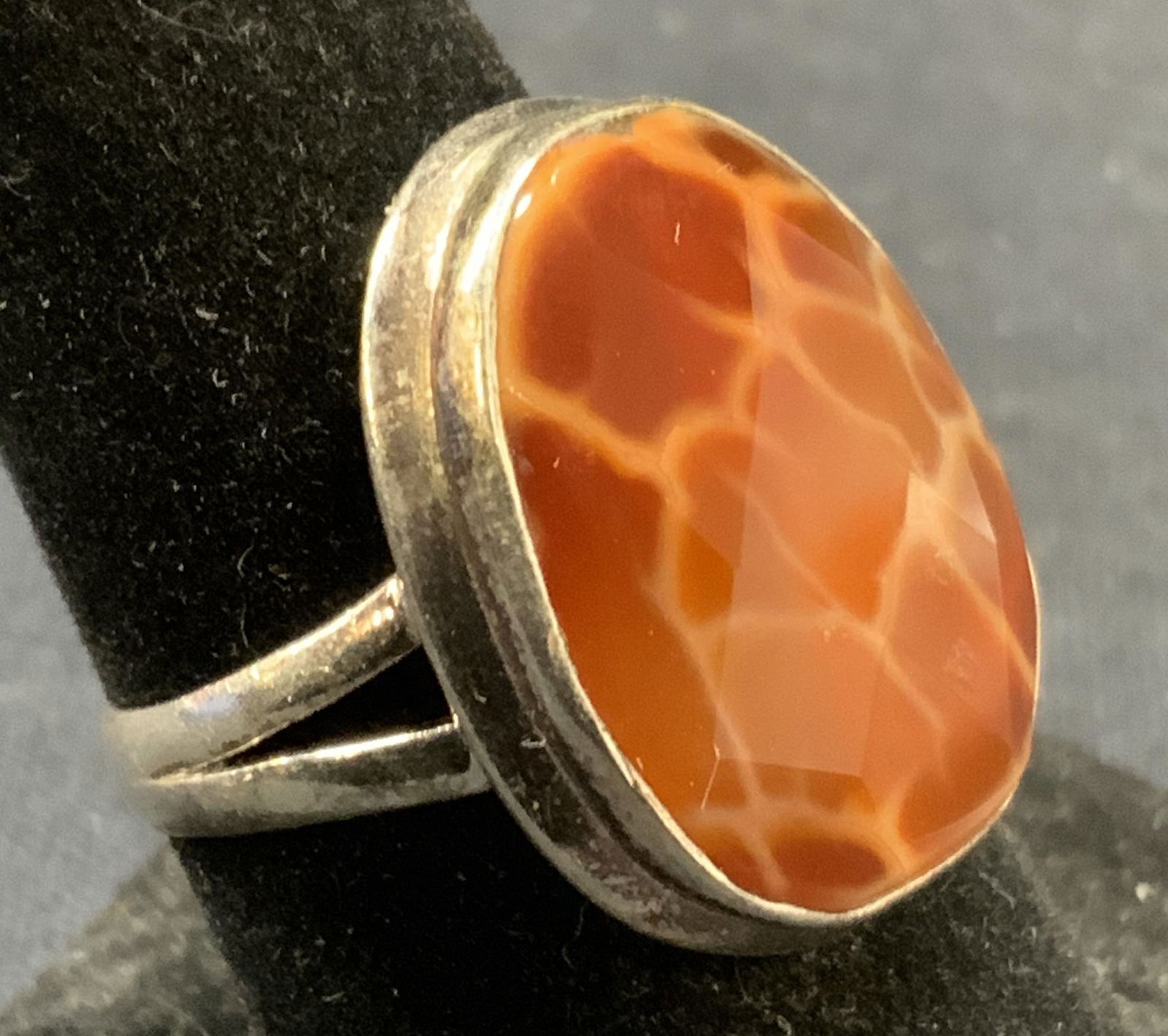 Vintage Sterling Silver & Red Gemstone Ring (1 of 6)