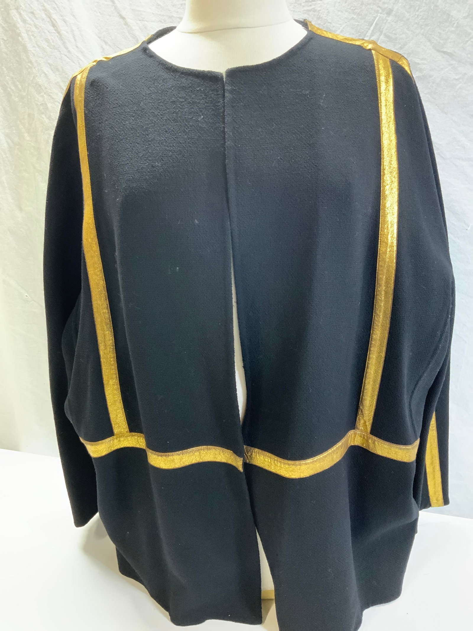 Black Wool  and Gold Leather Jacket (1 of 7)