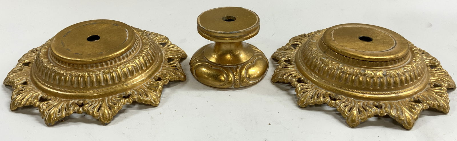 Lot 3 Gilt Metal Chandelier Ceiling Caps (1 of 7)