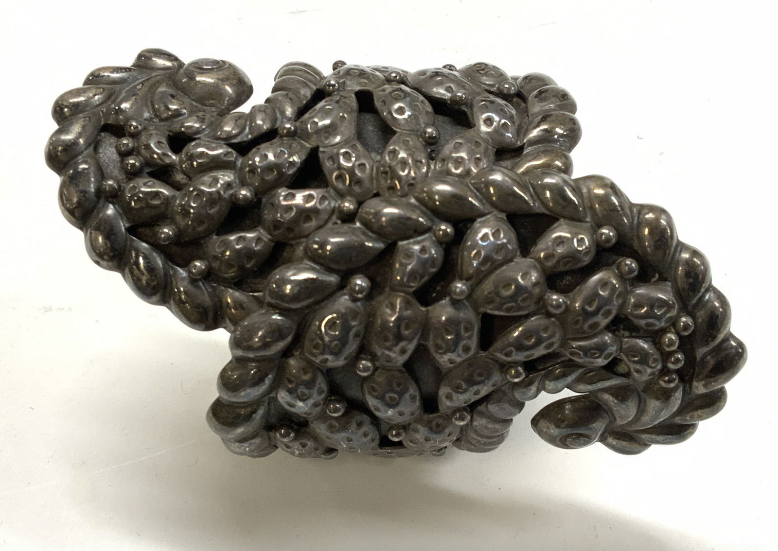 Anton Sterling Silver Embossed Hinge Cuff, Mexico (1 of 6)