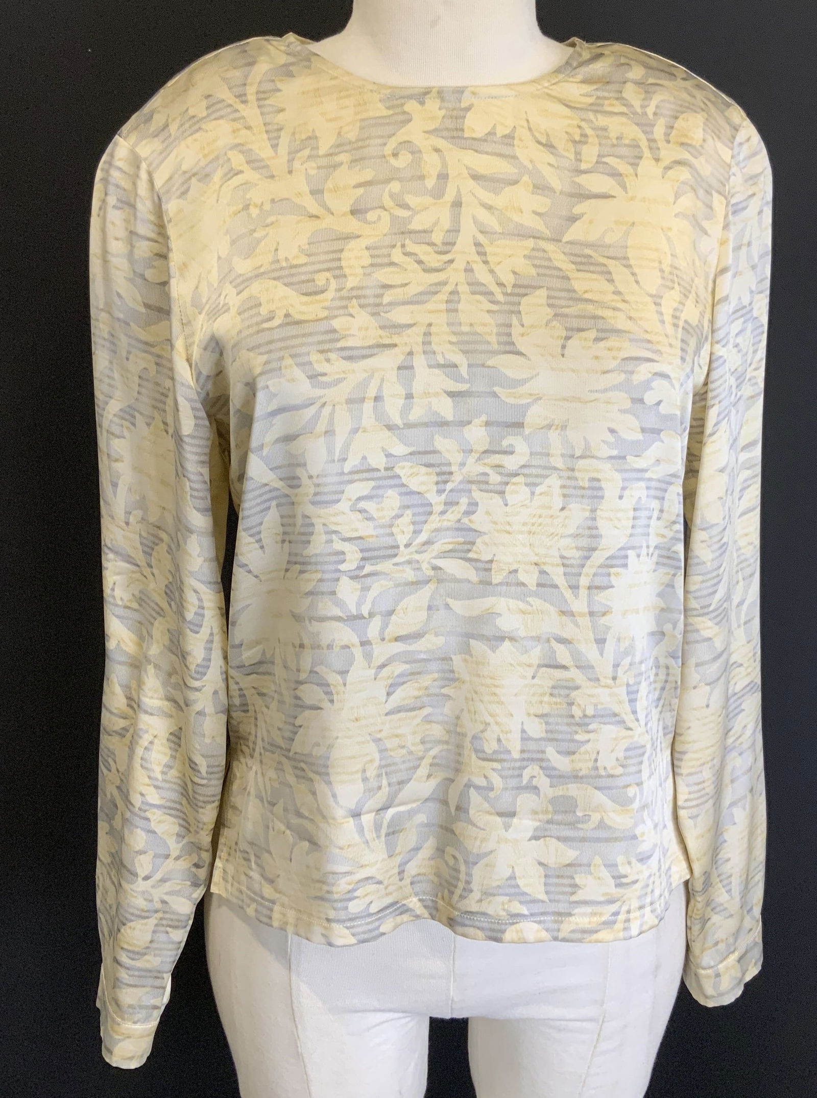 Anne Klein II Beige Long Sleeve Floral Print Top (1 of 8)