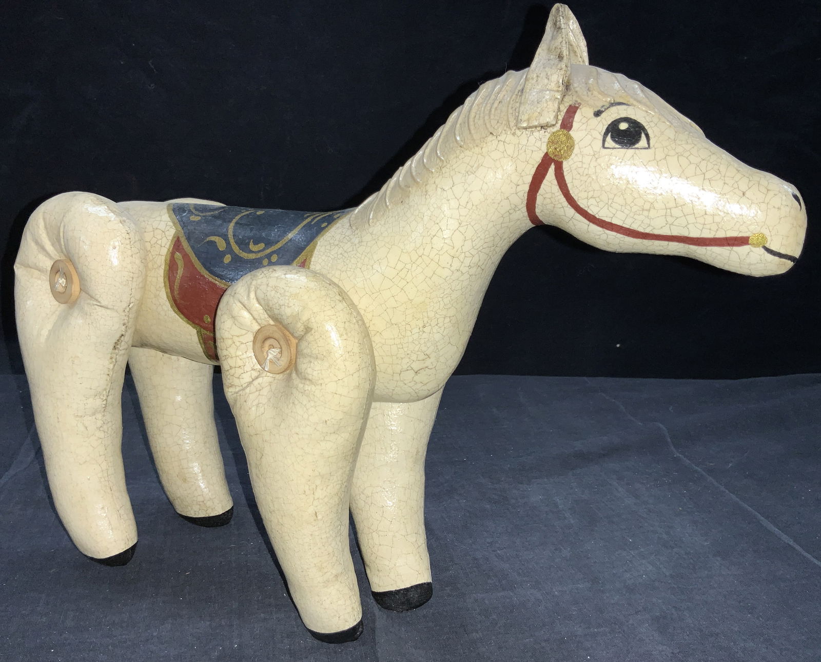 Signed Vintage Leather Hand Painted Horse Toy (1 of 9)
