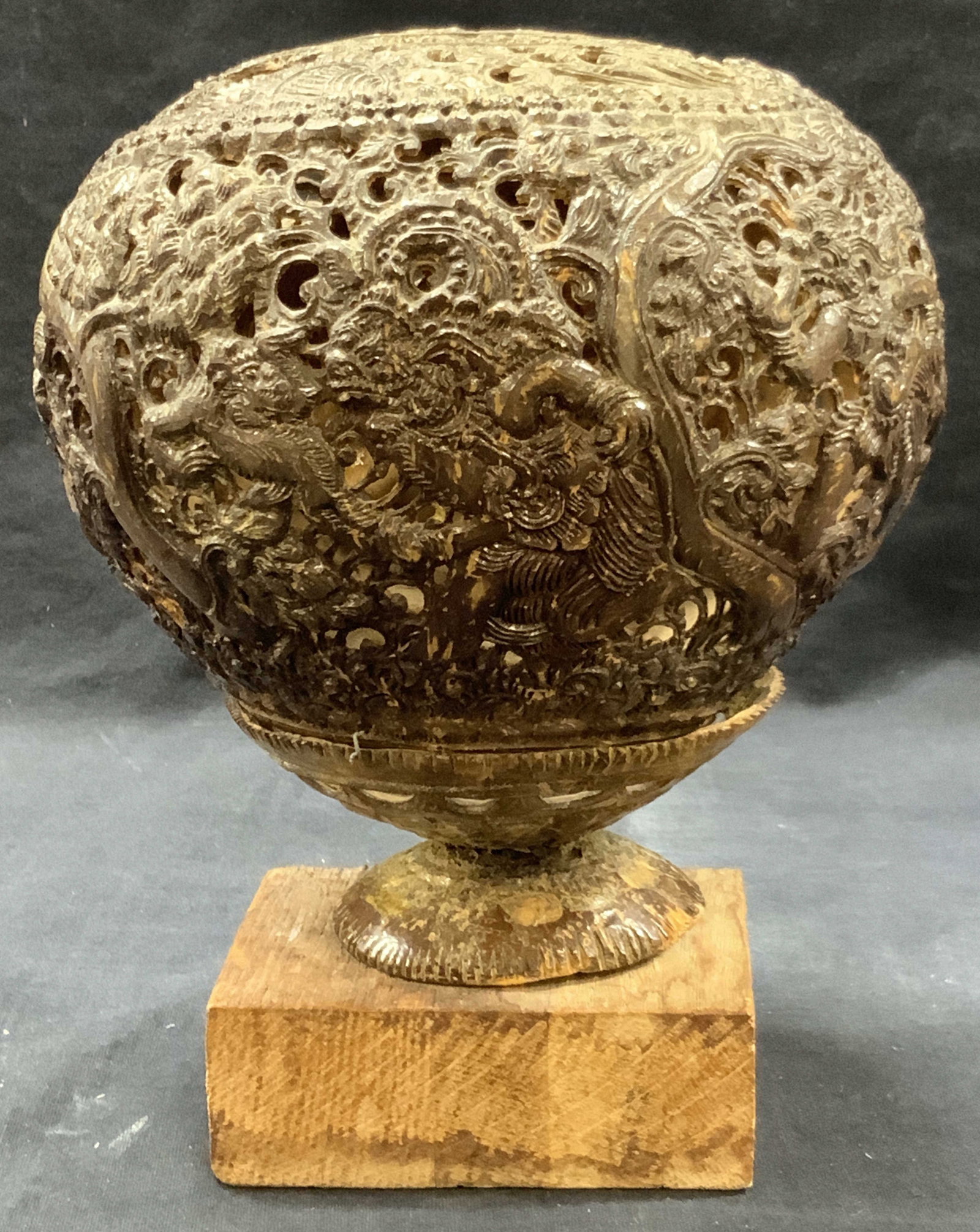 Vtg Carved Coconut Shell Folk Art Sculpture, Bali (1 of 13)