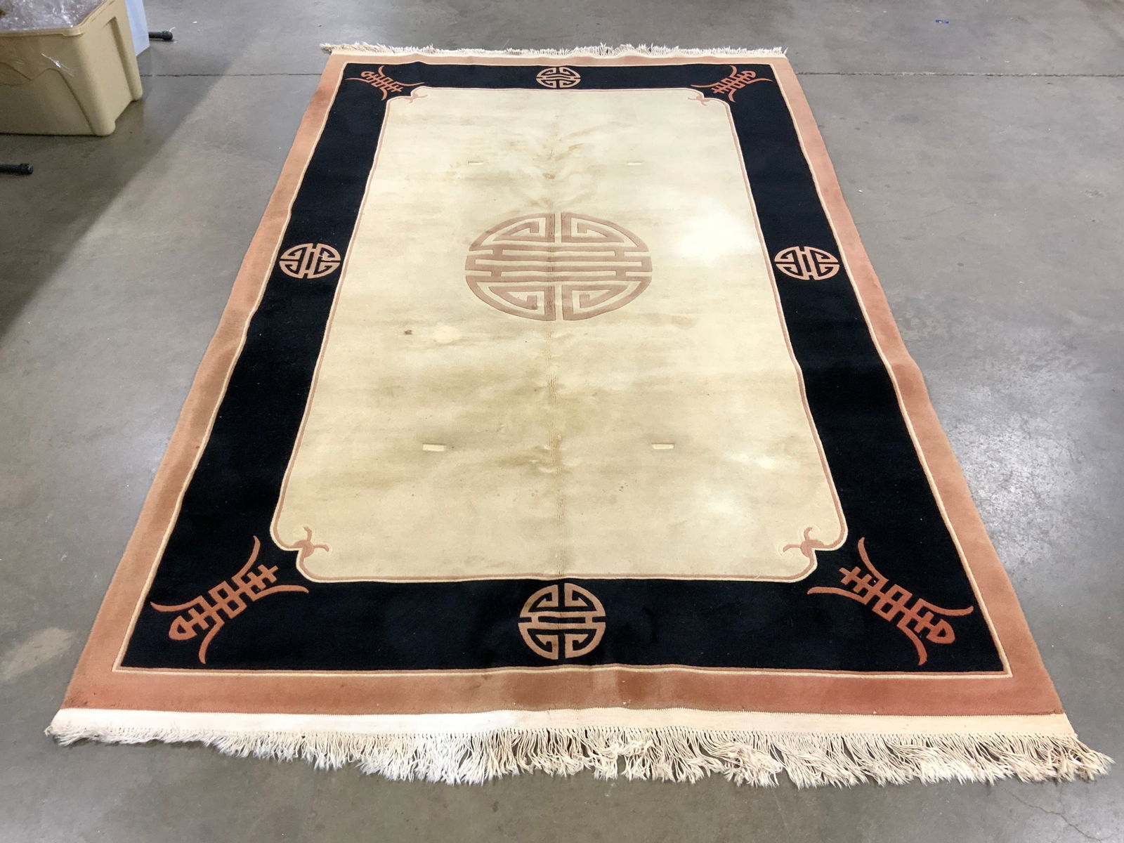 Vntg Handmade Chinese Art Deco Wool Pile Rug 9.5ft (1 of 8)