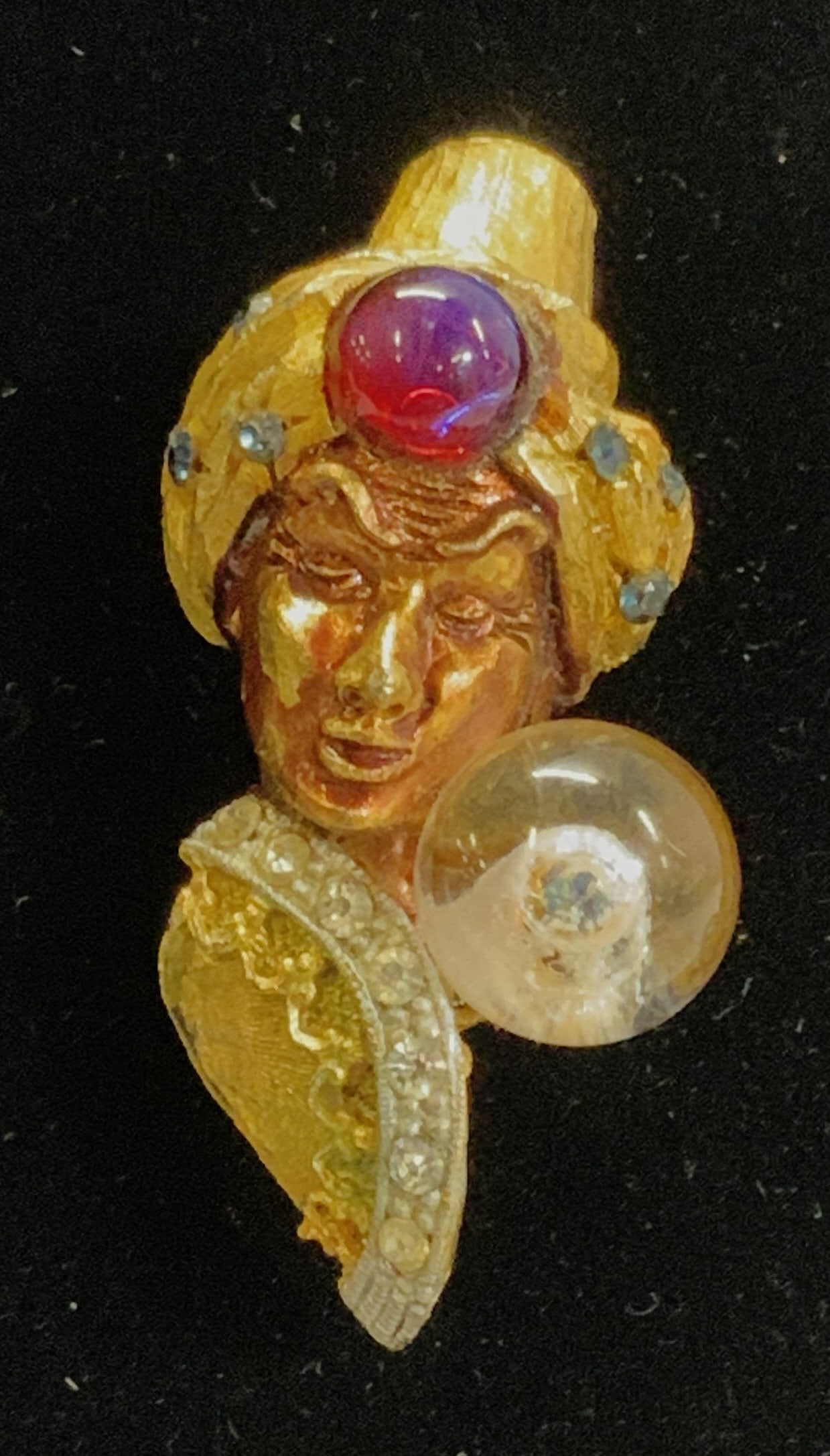 Fortune Teller Gold tone & Glass Brooch (1 of 6)