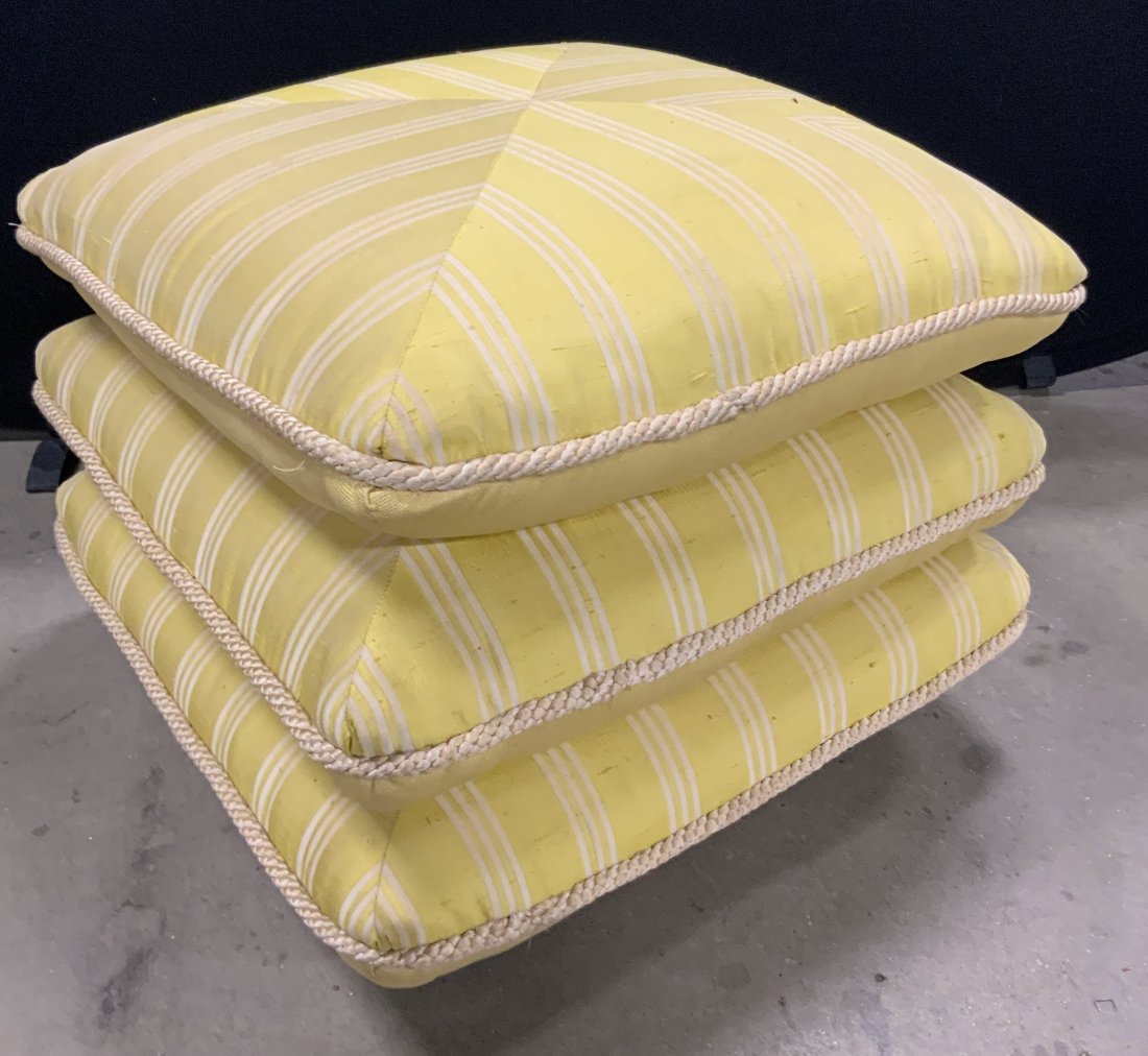 Vintage Yellow Upholstered Ottoman W/ Casters (1 of 11)
