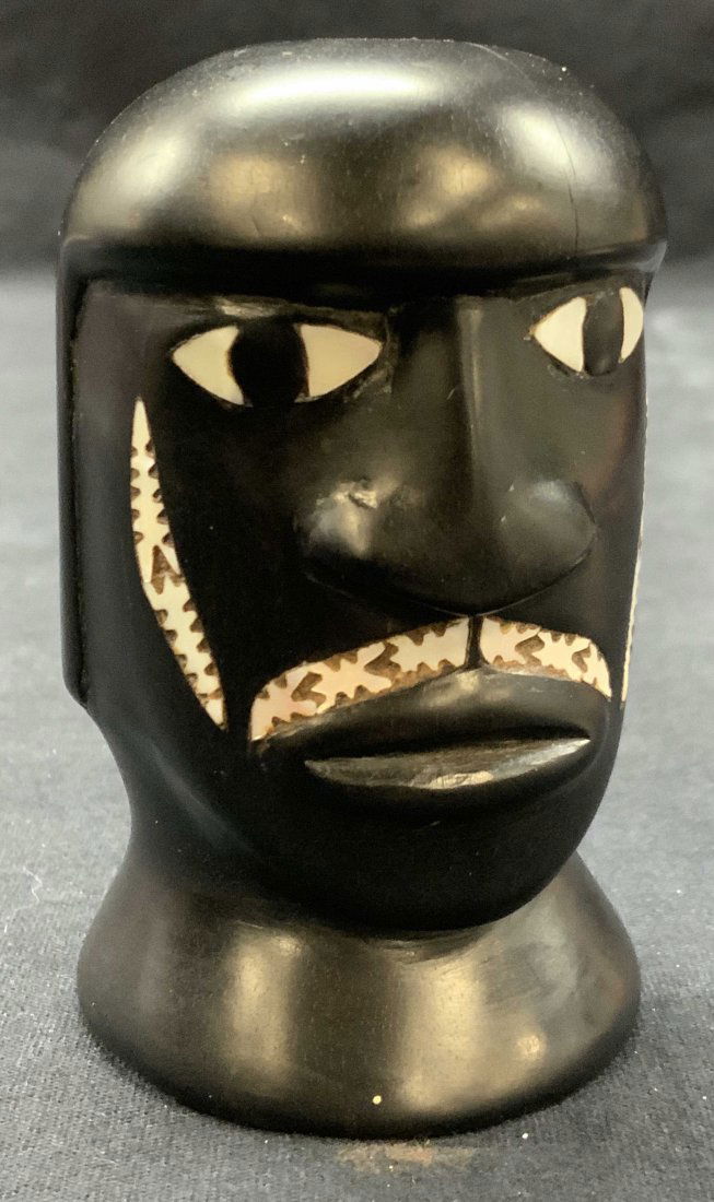Tribal Wooden Head W Shell Inlays (1 of 8)