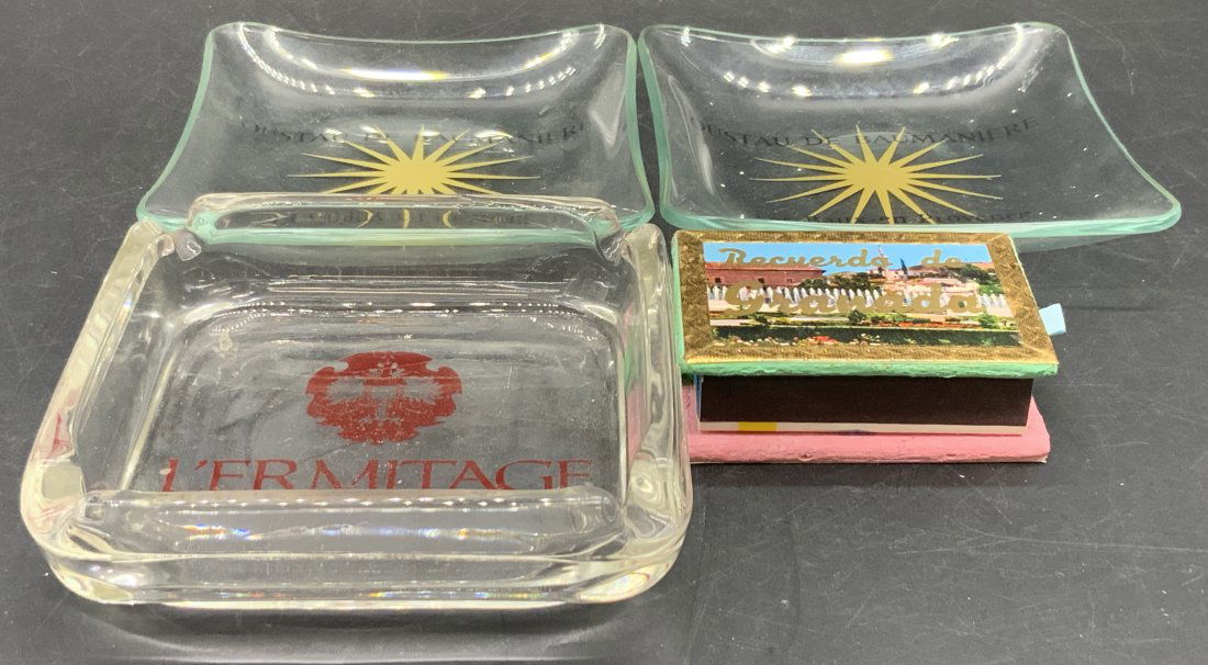 Lot 4 Vintage Match Case & Glass Trinket Dishes (1 of 11)