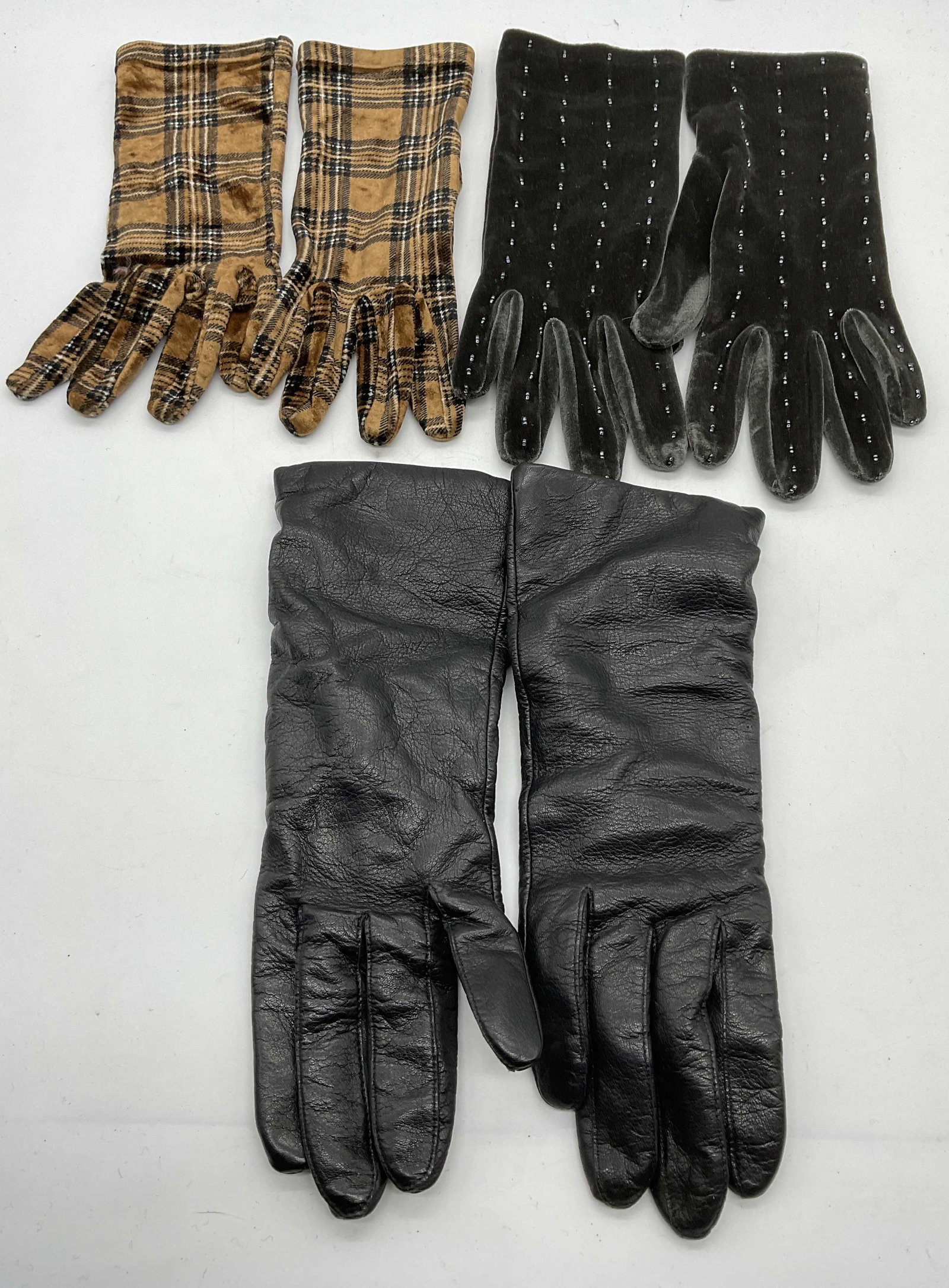 3 Pairs Ladies Gloves. Leather & Cashmere, Italy+ (1 of 11)