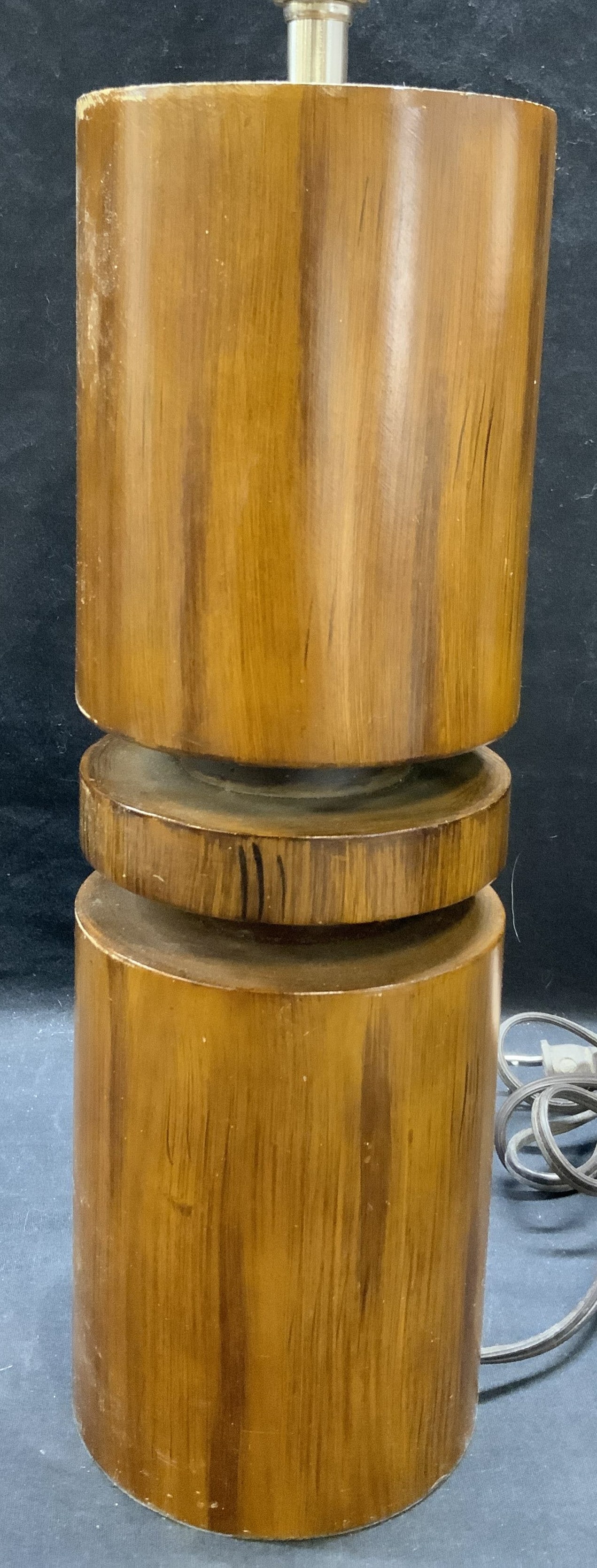 Carved Wood Cylinder Lamp 15in (1 of 7)