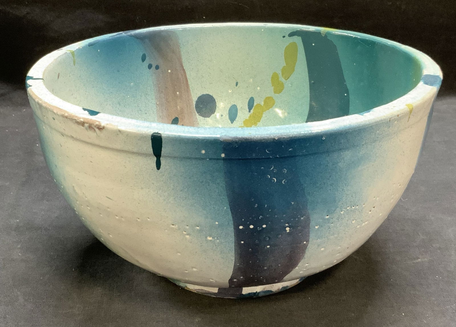 Signed BC Vintage Blue Art Pottery Bowl 1985 (1 of 6)