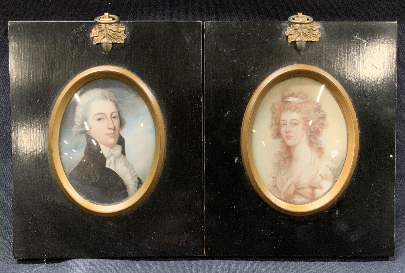 2 Antique Hand Painted Portrait Paintings, 1780s (1 of 11)