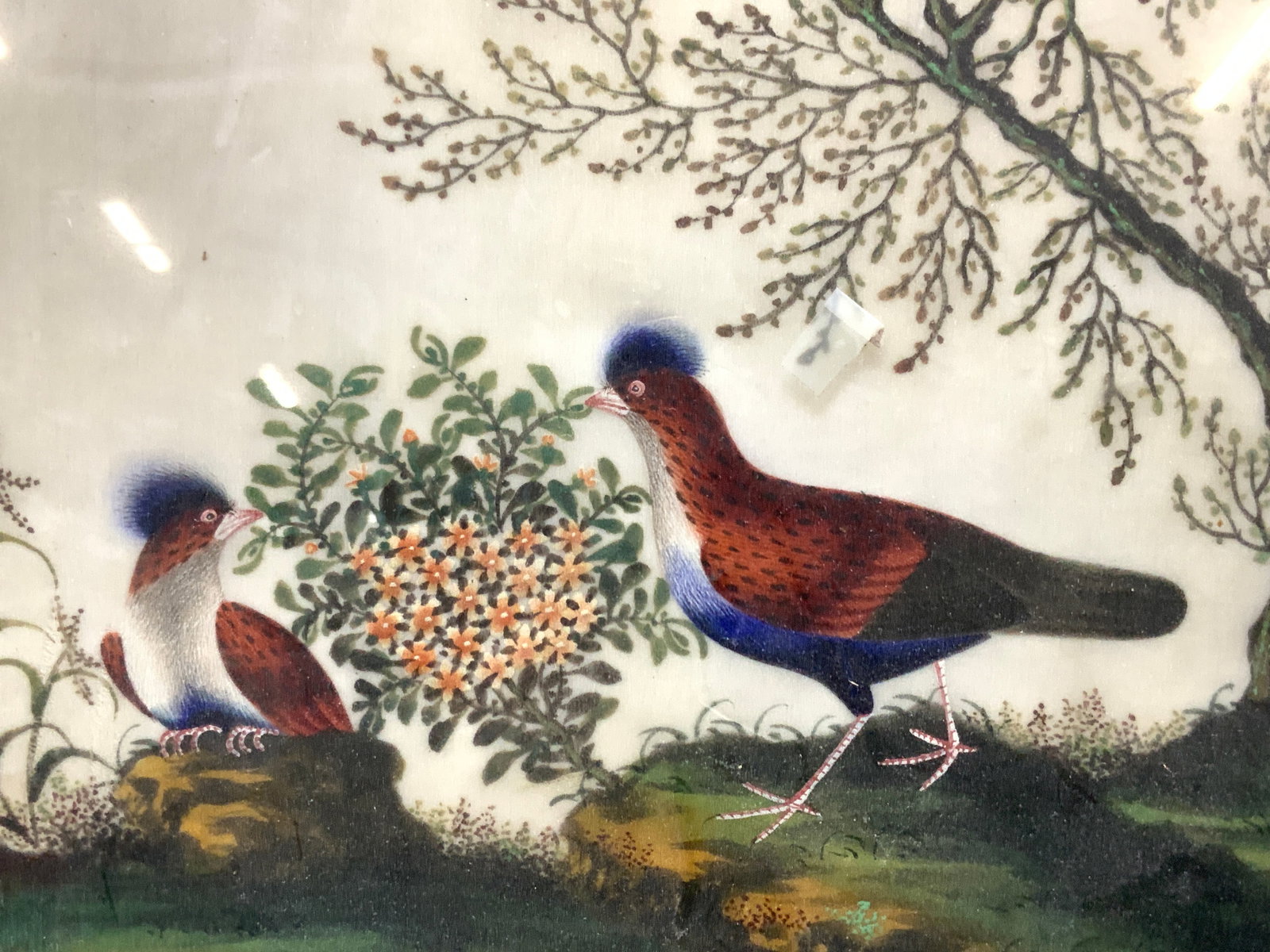 Vintage Chinese Birds Painting On Fabric (1 of 8)