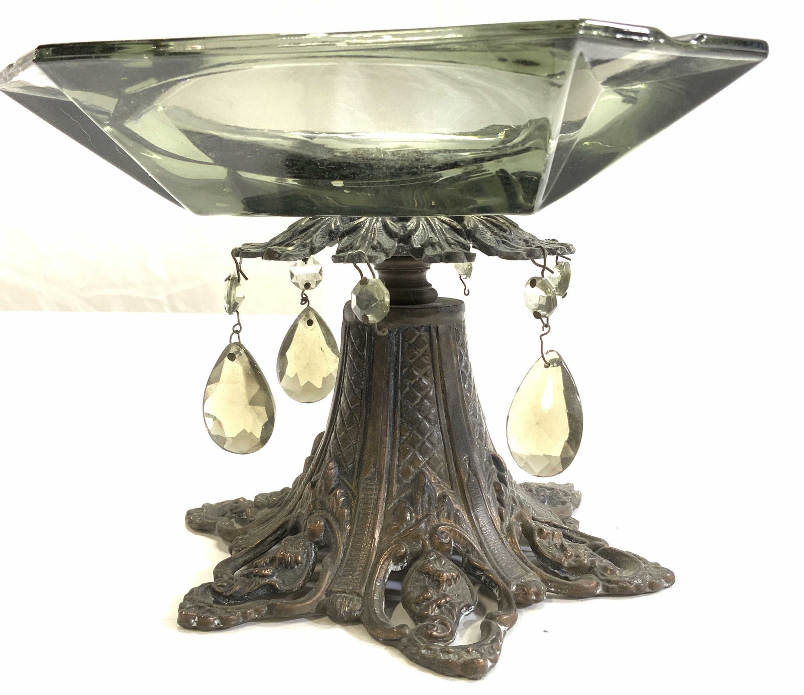 Art Nouveau Footed Smokey Glass Tazza (1 of 6)