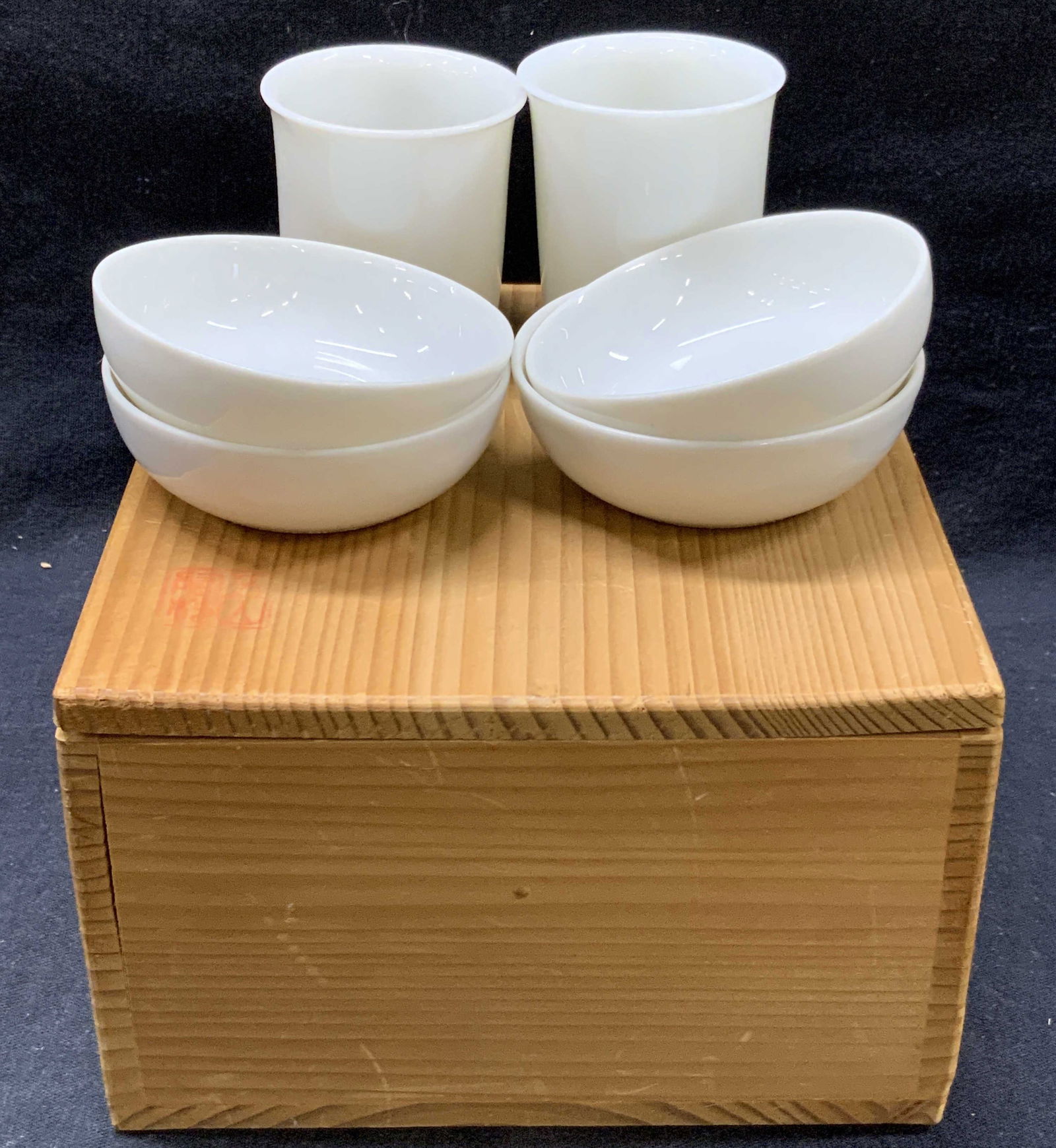 Set 6 Ceramic Tea Cups W Box, Japan (1 of 8)