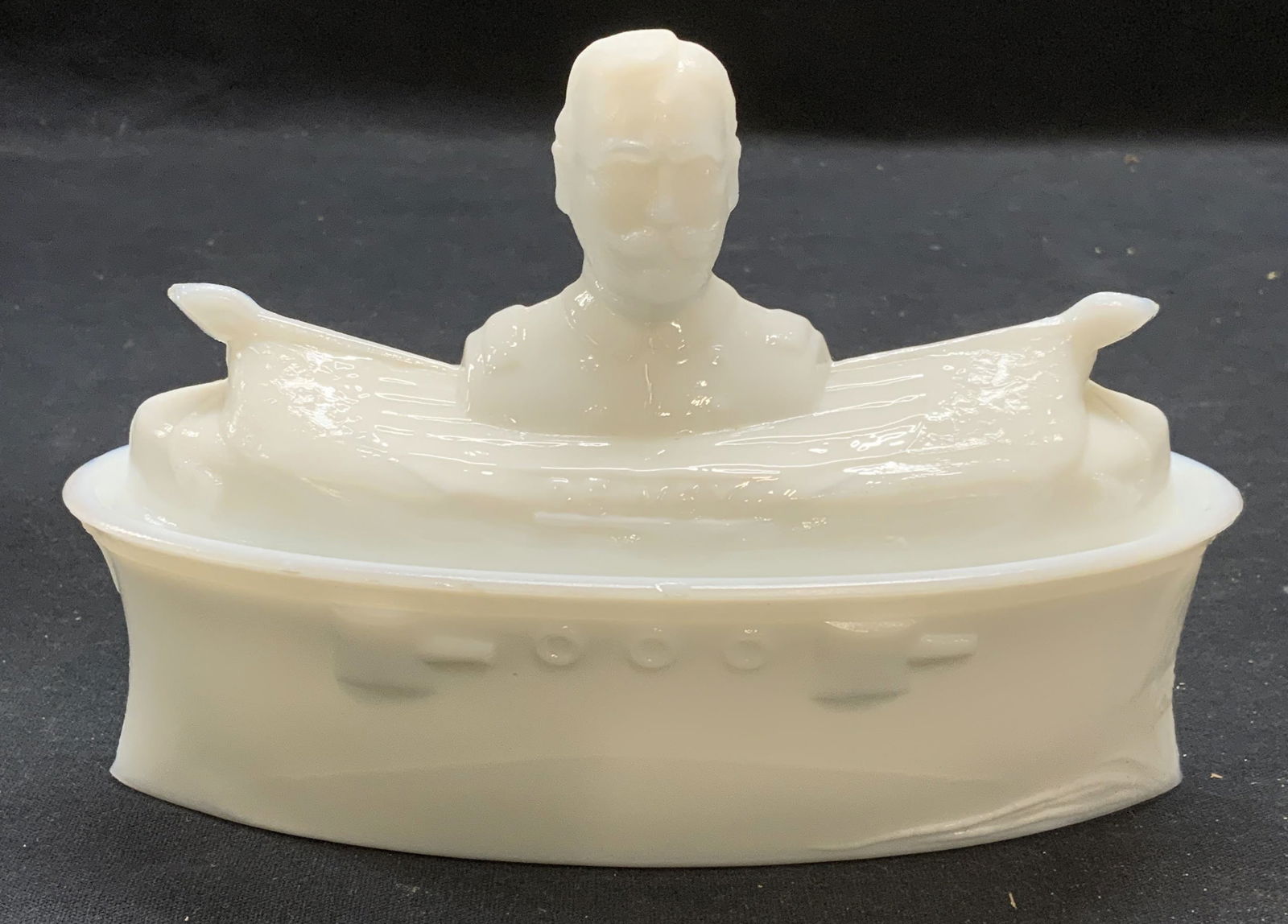 Vintage Admiral Dewey Milk Glass Jar (1 of 7)