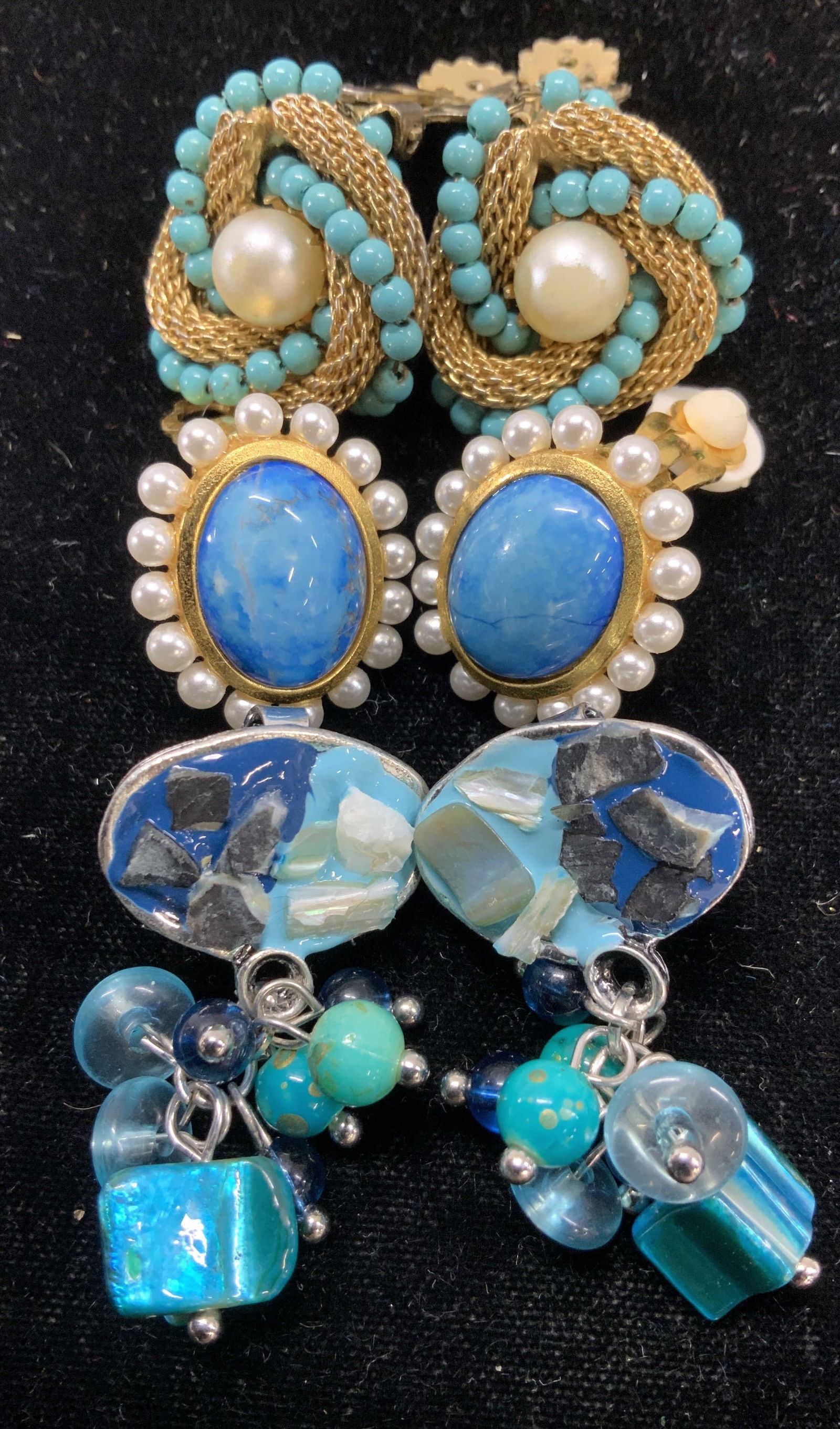 3 Pairs Clip On Cocktail Earrings, MMA (1 of 7)