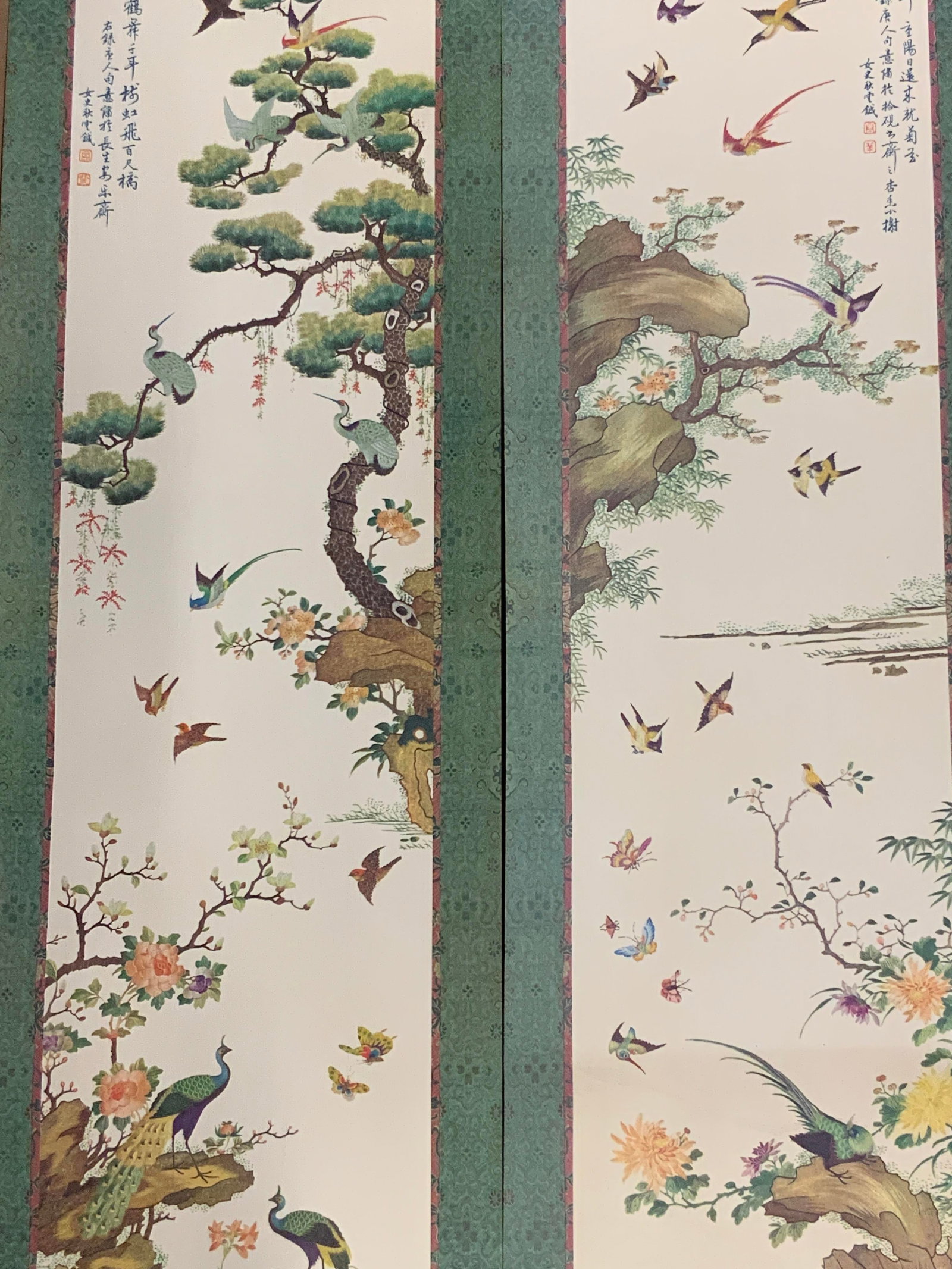 2 Asian Paper Wall Scroll Lithographs 3ft (1 of 9)