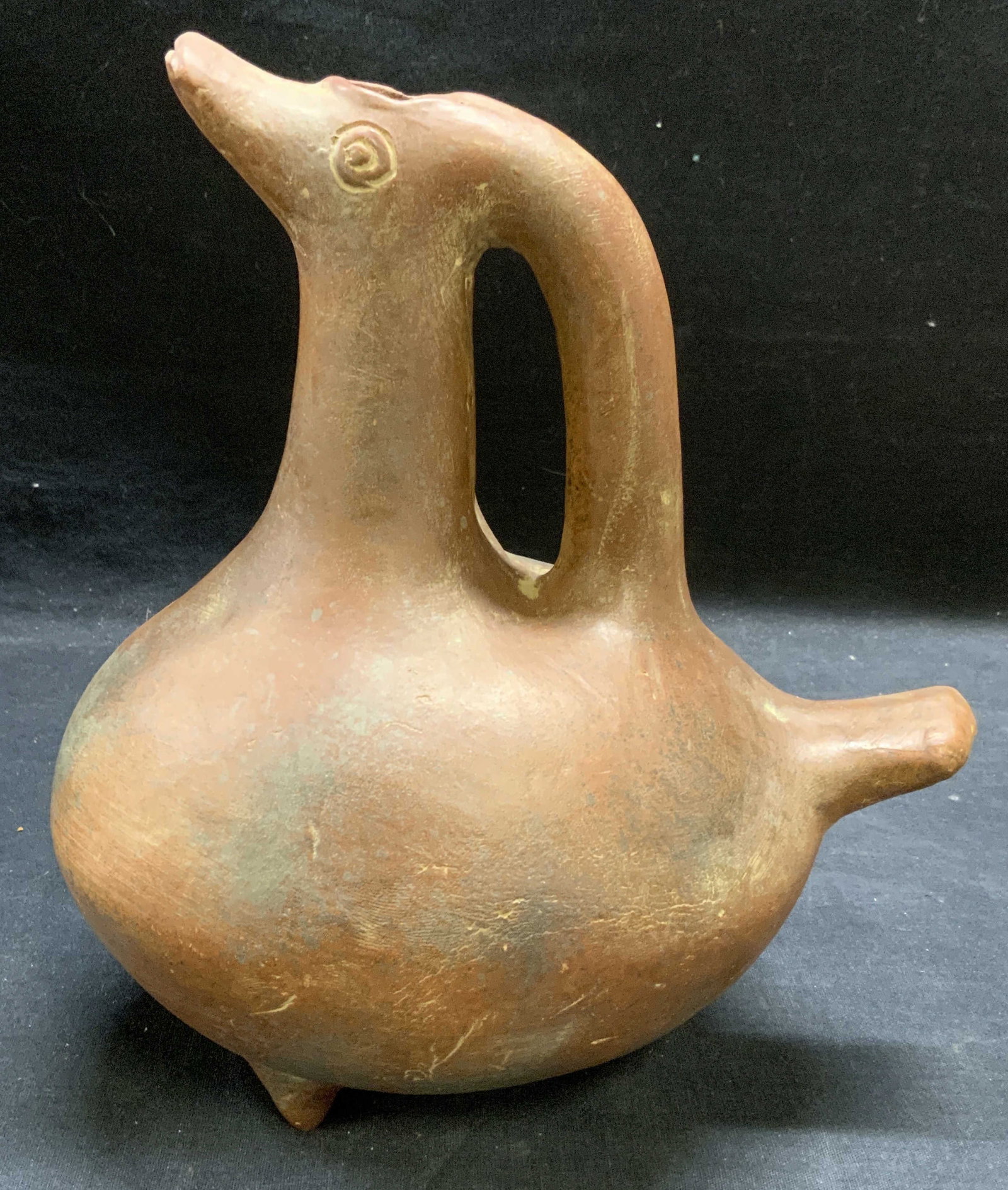 Signed Mexican Pottery Aztec Inspired Bird Jug (1 of 6)