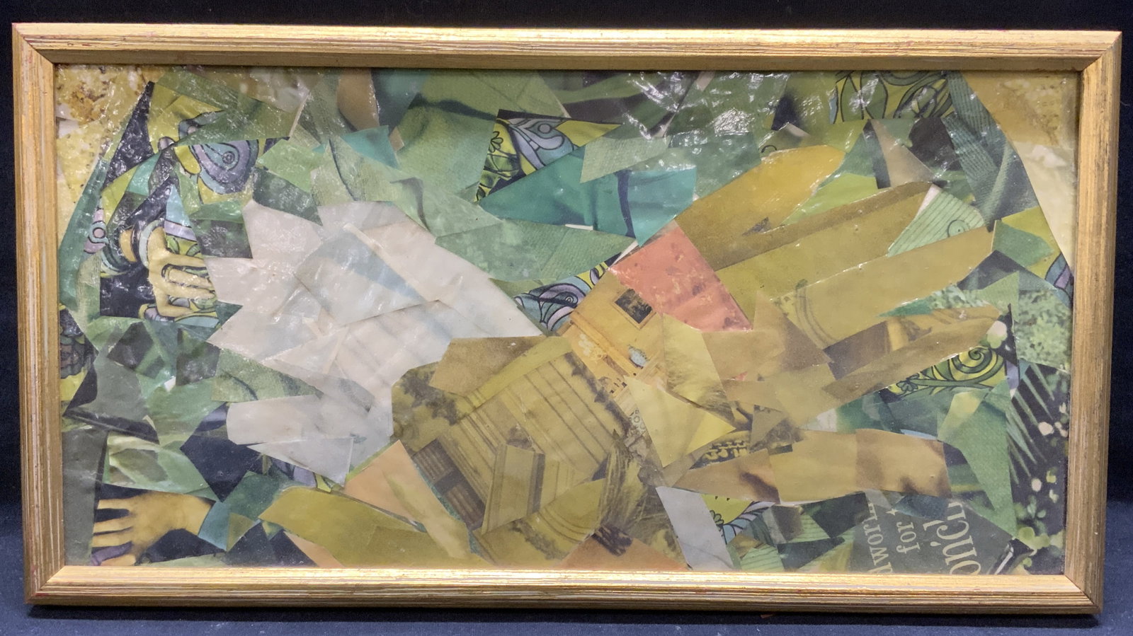 Framed Green Hand Abstract Collage Art (1 of 6)