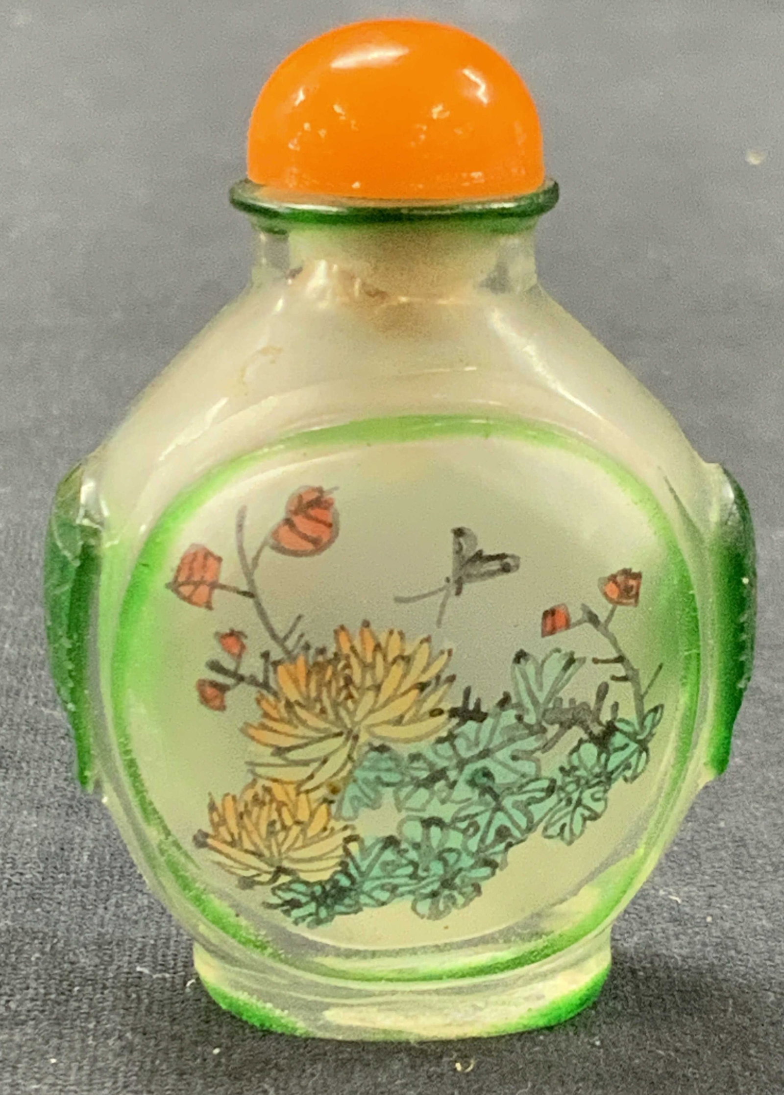 Reverse Glass Painted Etched Asian Snuff Bottle (1 of 8)