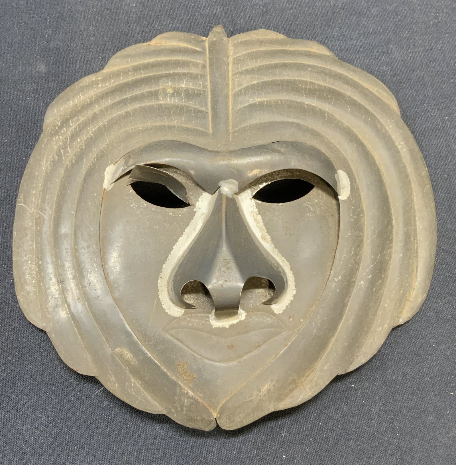 Tribal Style Embossed Metal Figural Mask (1 of 6)