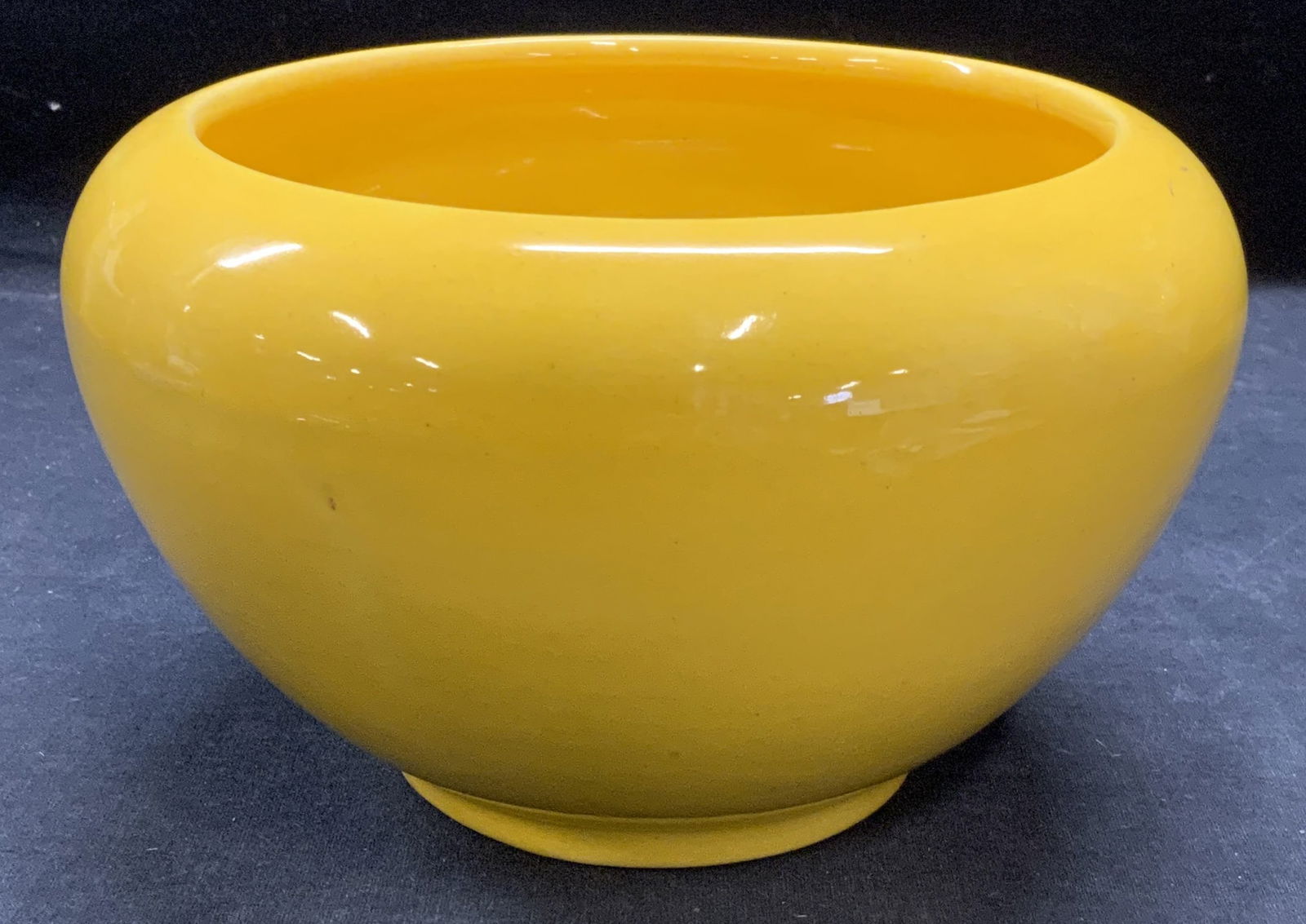 Vintage Signed Yellow Ceramic Bowl Vase (1 of 6)