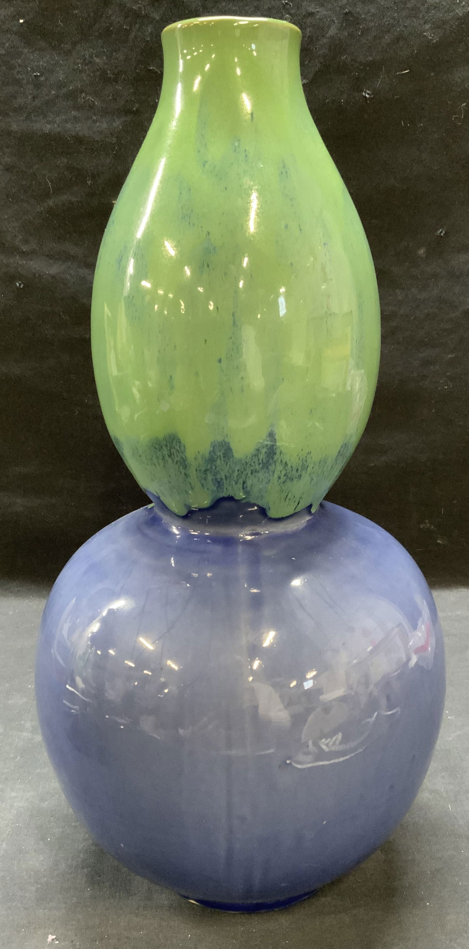 MCM Green & Blue Drip Glaze Ceramic Vase (1 of 6)