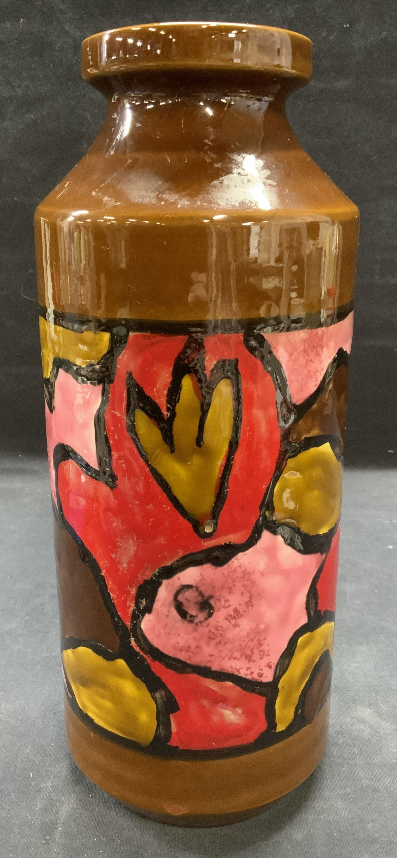 Vintage Brown Mosaic Style Ceramic Vase, Italy 1ft (1 of 6)