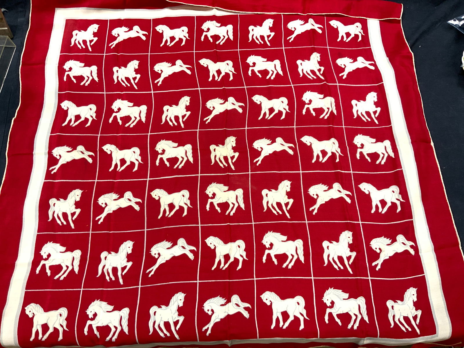 Hand Rolled Silk Scarf w Horse Motif (1 of 9)