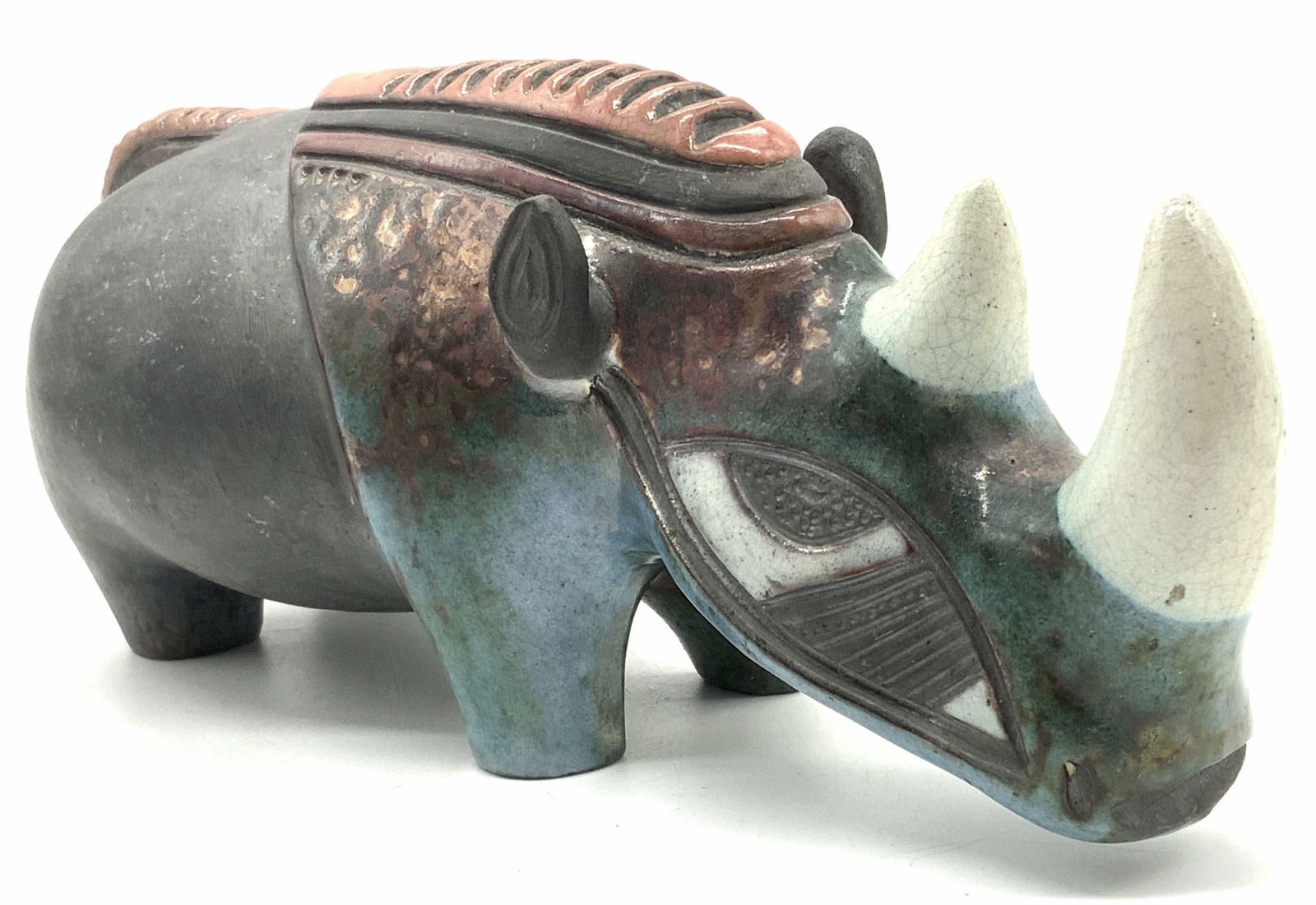 Porcupine Ceramic Raku Rhino Fig Pottery, S Africa (1 of 7)