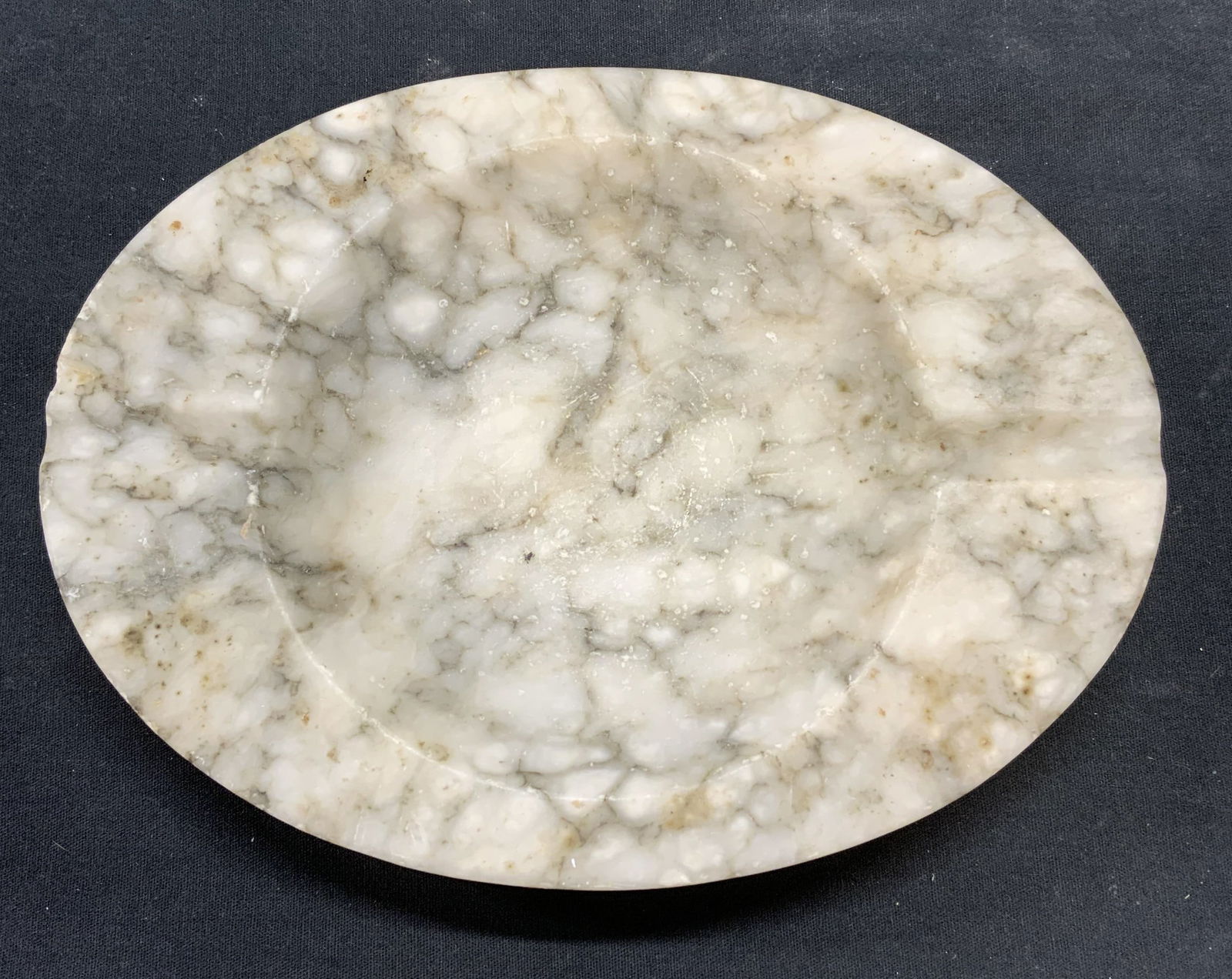 Vintage Italian White Marble Oval Ashtray (1 of 7)