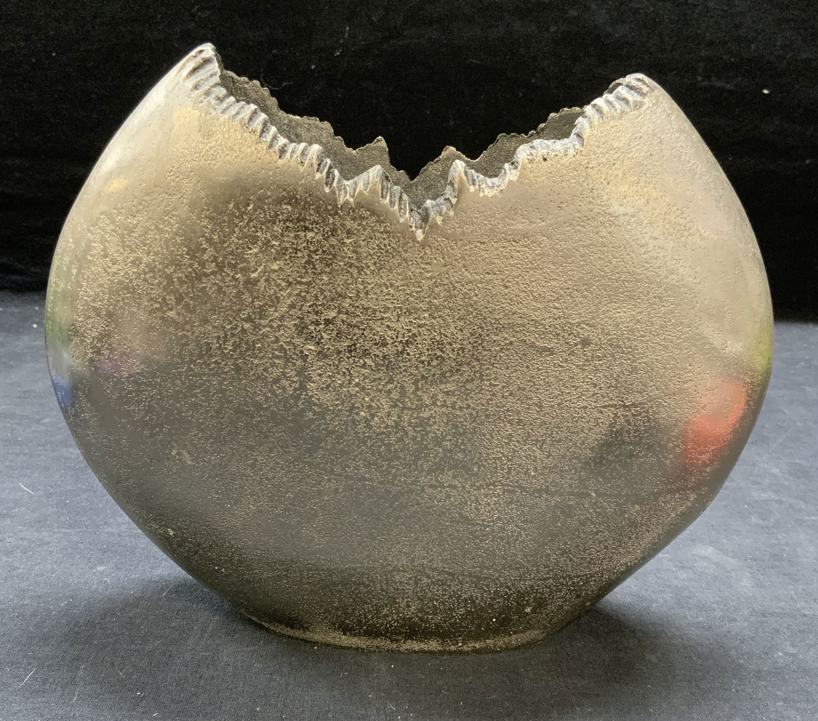 Modernist Jagged Edged Metal Disc Vase (1 of 6)