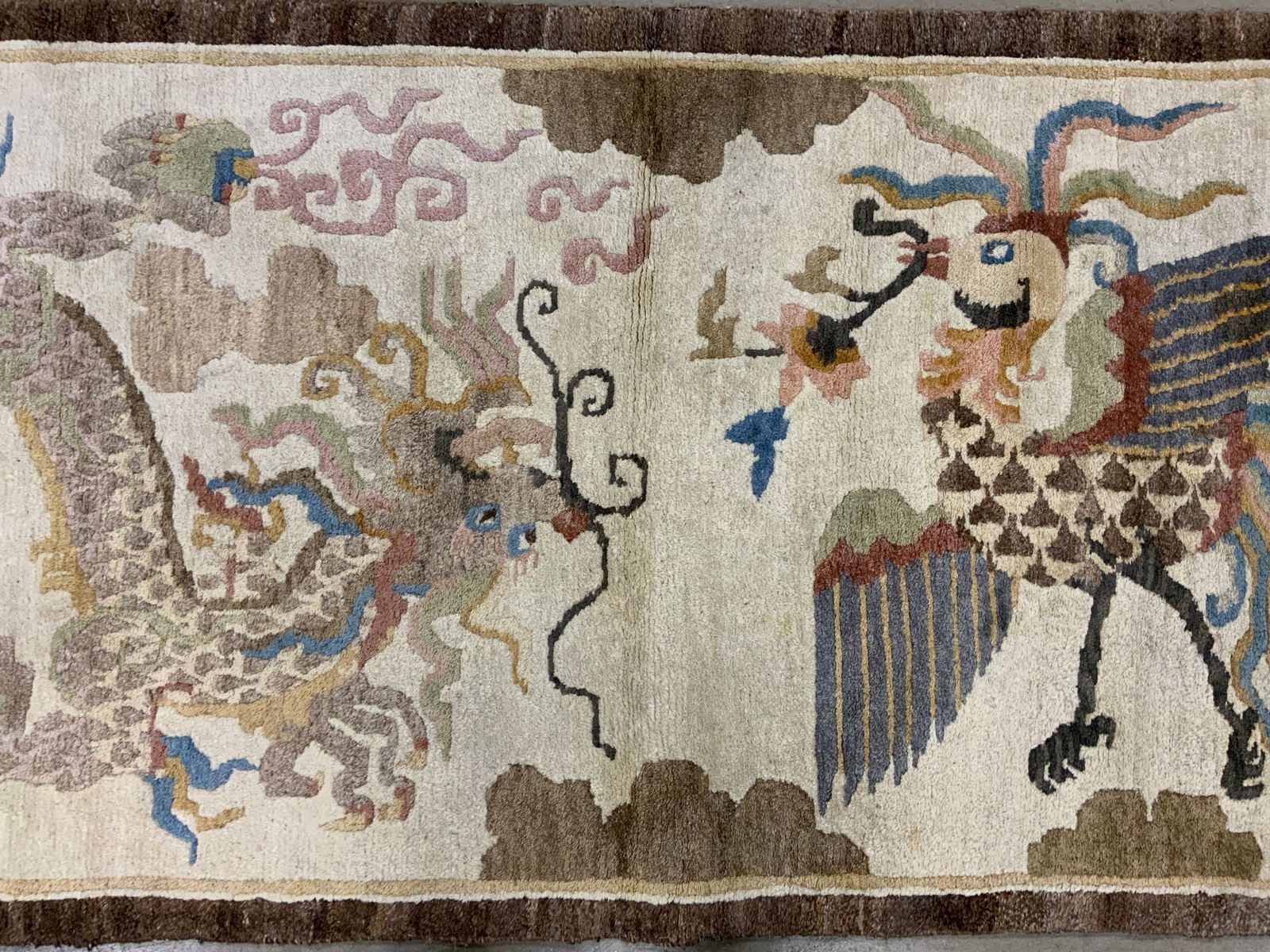 Vintage Handmade Chinese Art Deco Dragon Wool Rug (1 of 8)