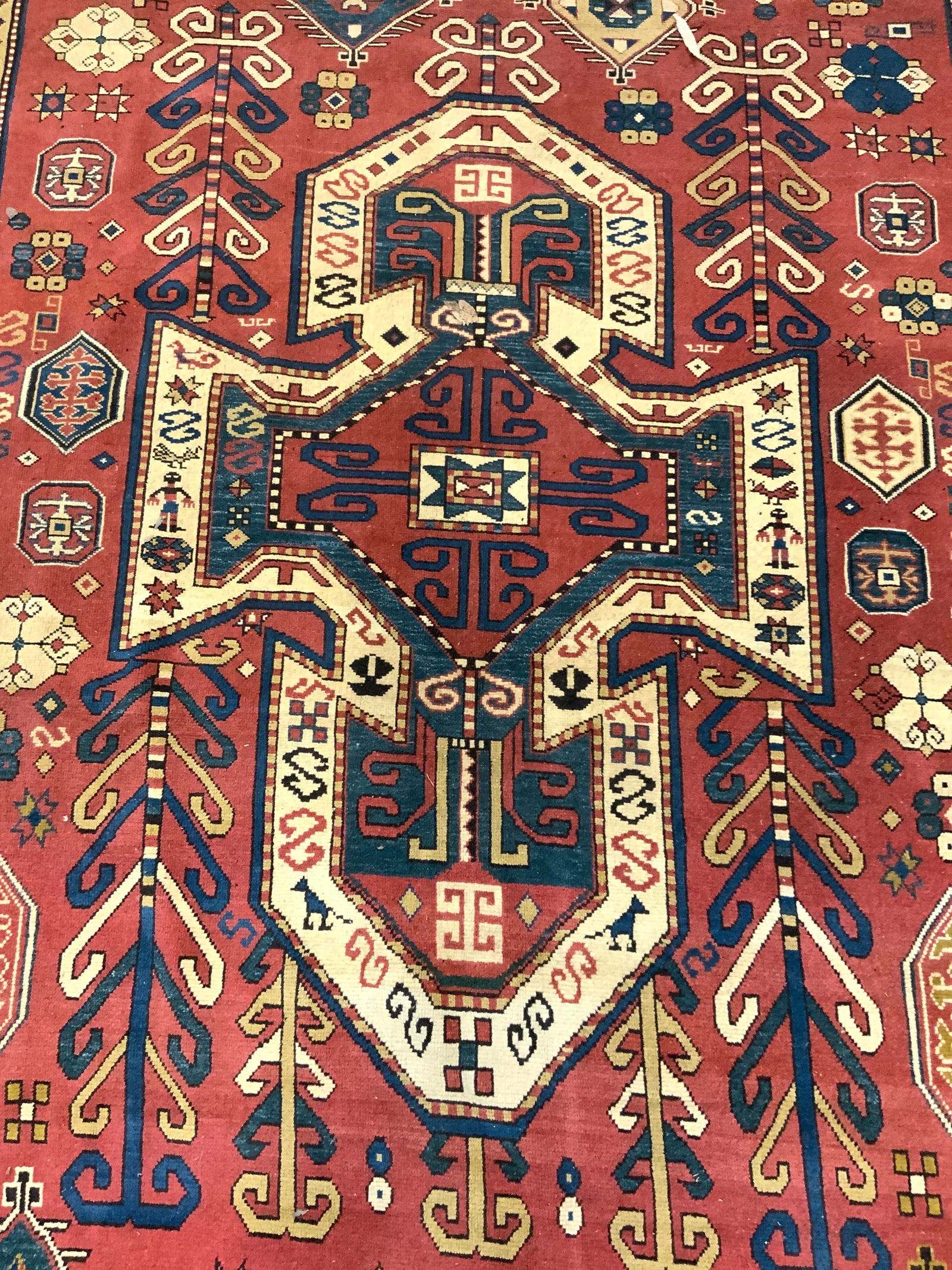 Vntg Fringed Handmade Turkish Wool Area Rug Rm Sz (1 of 9)